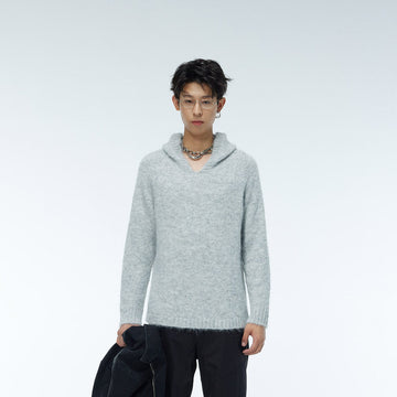 WHISTLEHUNTER Wool Hoodie-Sweater-Grey-M-Free Shipping Leatheretro