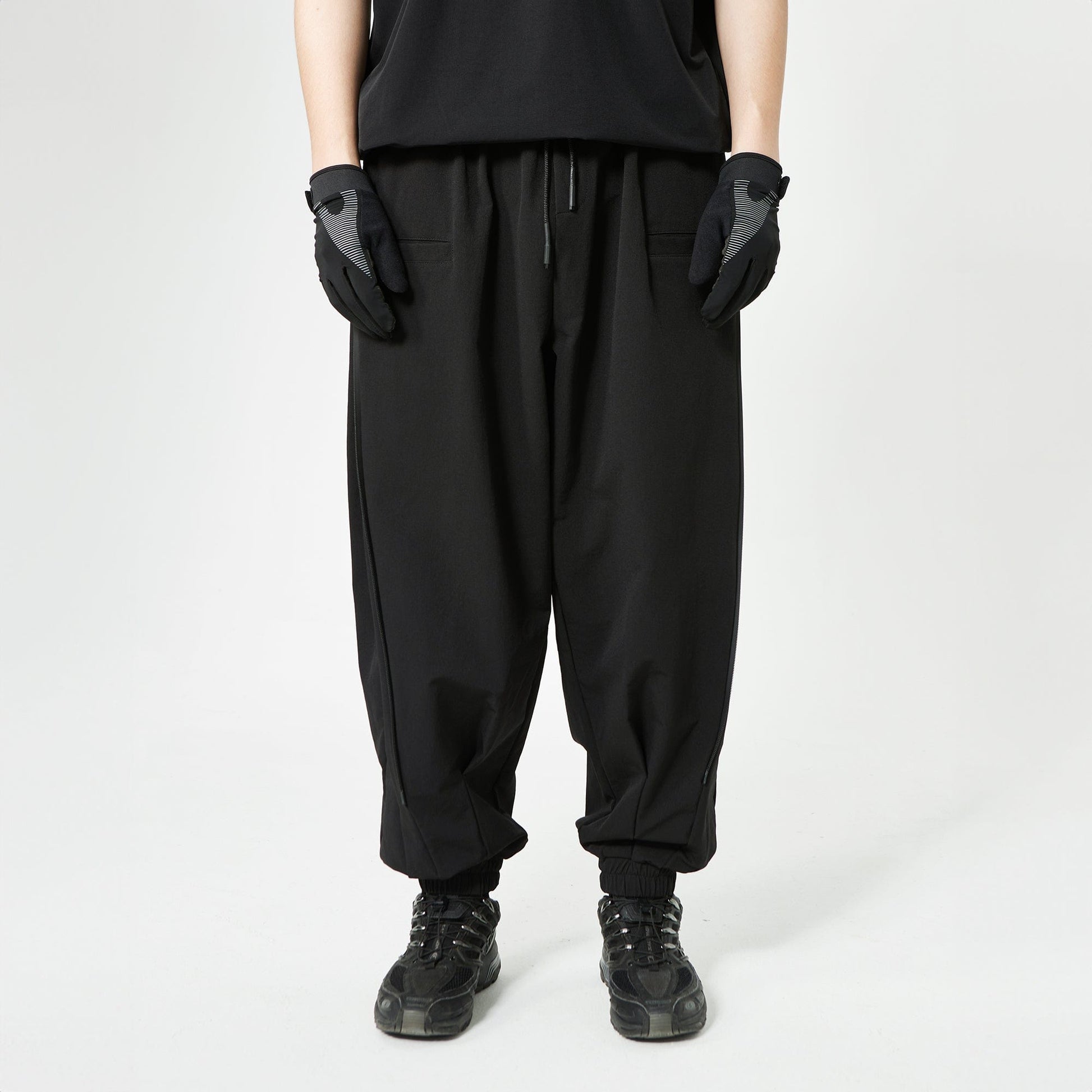 SILENSTORM Double-Zip Wide-Leg Jogger Pants-Pants-S-Free Shipping Leatheretro