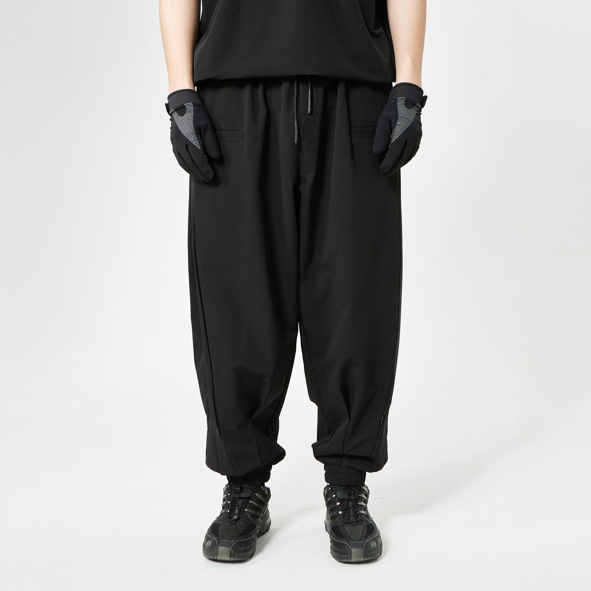 SILENSTORM Double-Zip Wide-Leg Jogger Pants-Pants-S-Free Shipping Leatheretro