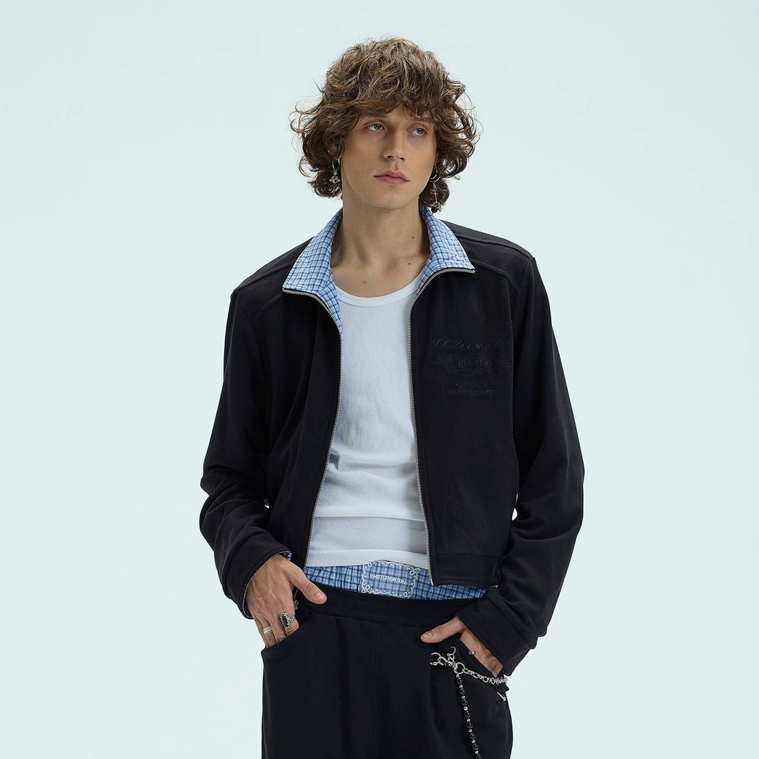 WHISTLEHUNTER Reversible Plaid Raglan Embroidered Jacket-Jacket-S-Black-Free Shipping Leatheretro