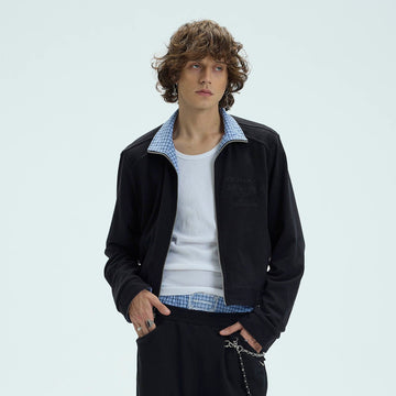 WHISTLEHUNTER Reversible Plaid Raglan Embroidered Jacket-Jacket-S-Black-Free Shipping Leatheretro