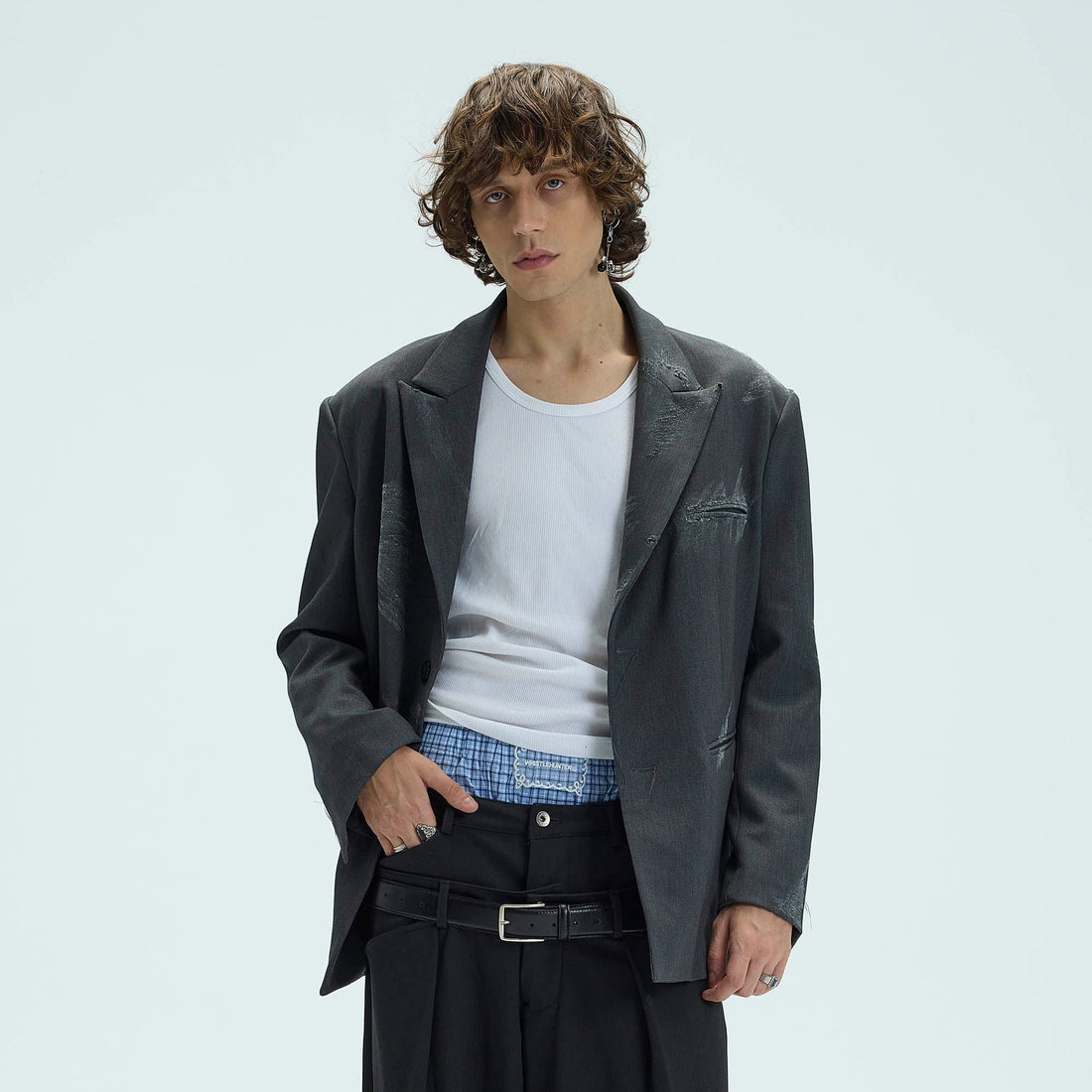 WHISTLEHUNTER Distressed Ripped Blazer-Jacket-S-Grey-Free Shipping Leatheretro