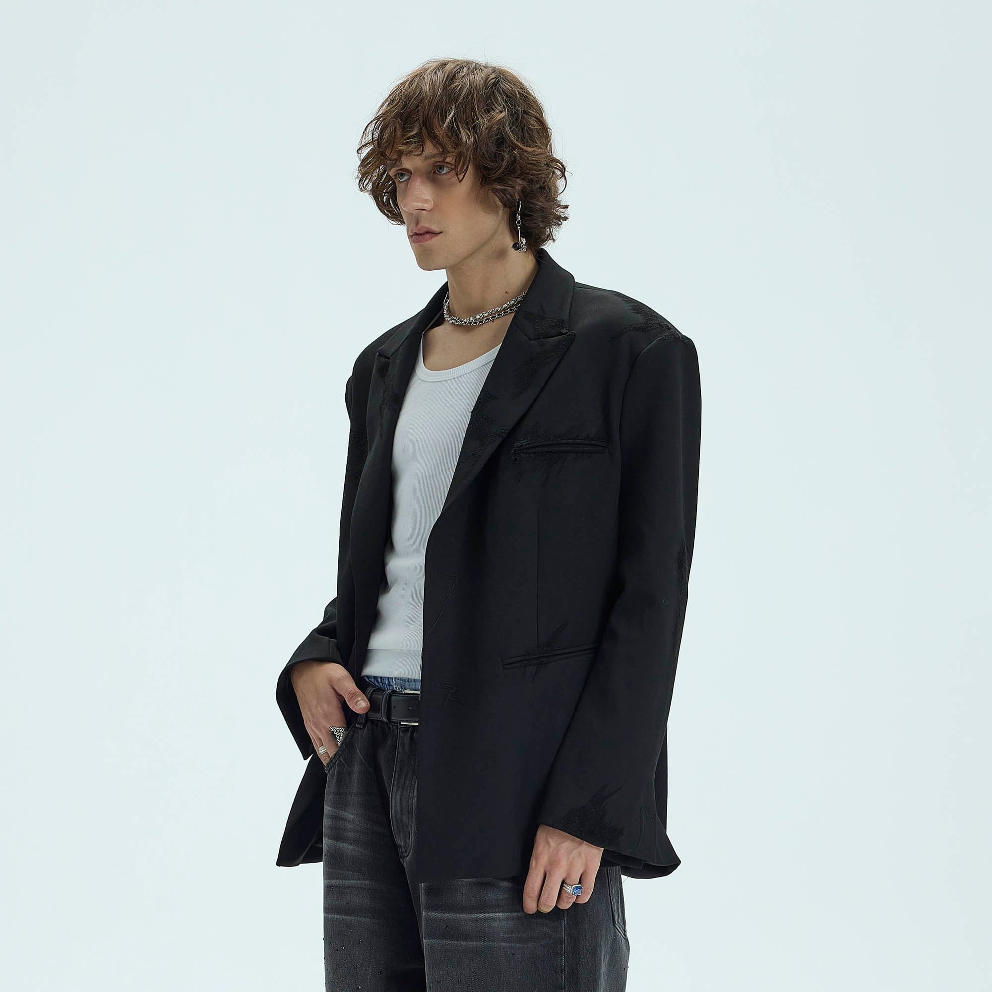 WHISTLEHUNTER Distressed Ripped Blazer-Jacket-S-Grey-Free Shipping Leatheretro