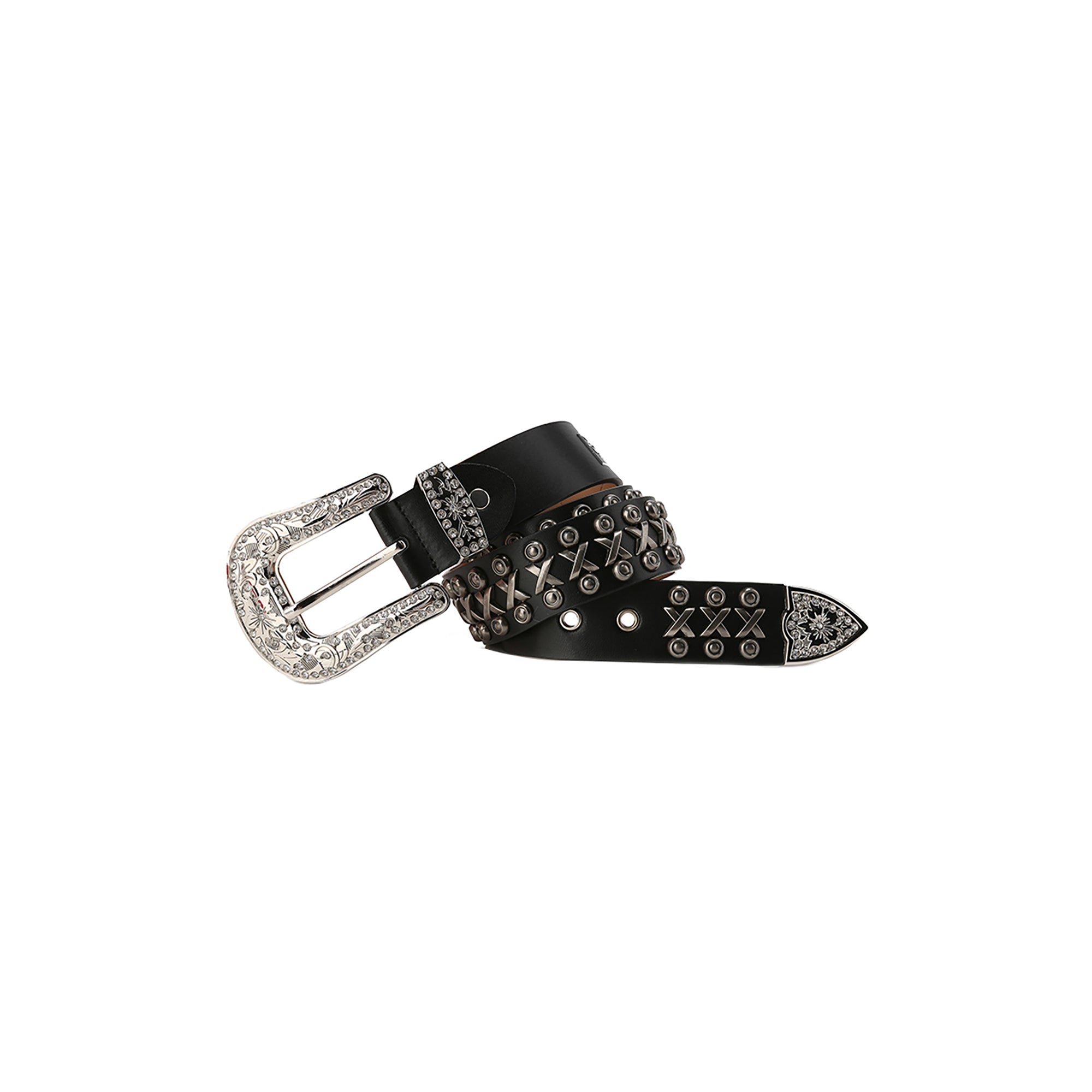 CYCYCY Studded Filigree Leather Belt-Accessories-One Size-Cross-Free Shipping Leatheretro