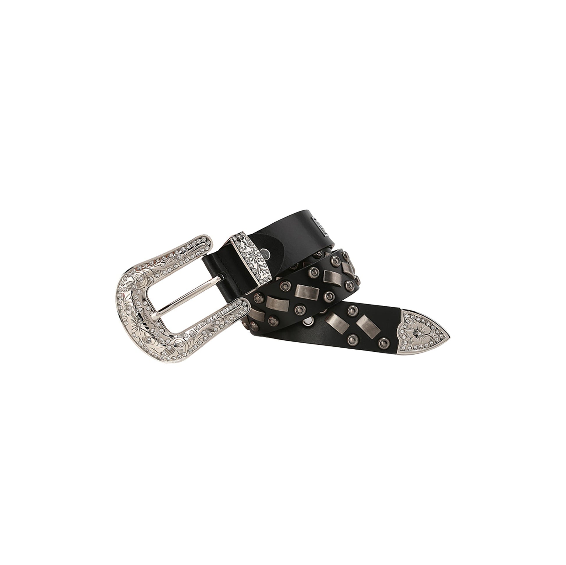 CYCYCY Studded Filigree Leather Belt-Accessories-One Size-Bar-Free Shipping Leatheretro