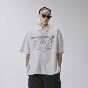 F2CE Stripe Graphic Short Sleeve Shirt-Shirt-S-Free Shipping Leatheretro