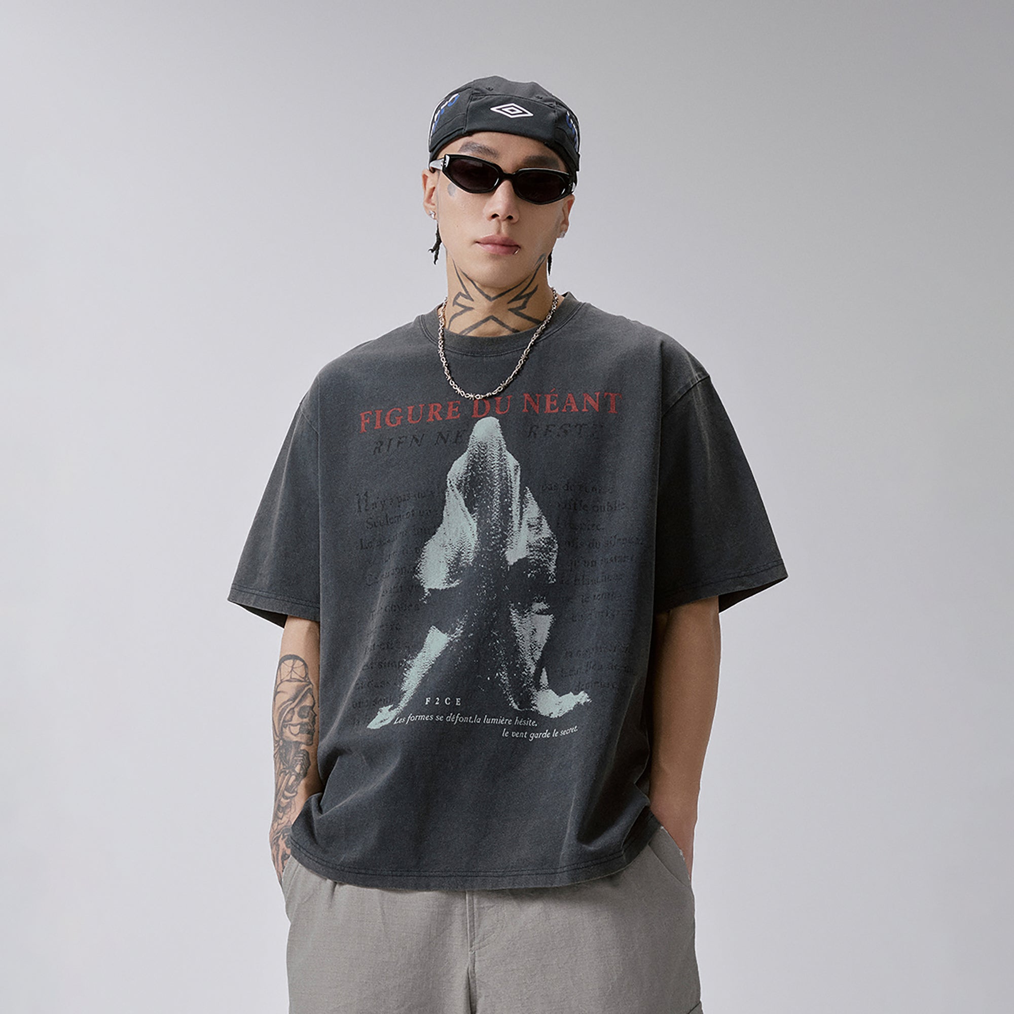 F2CE Washed Void Figure Graphic Tee-T Shirt-S-Free Shipping Leatheretro