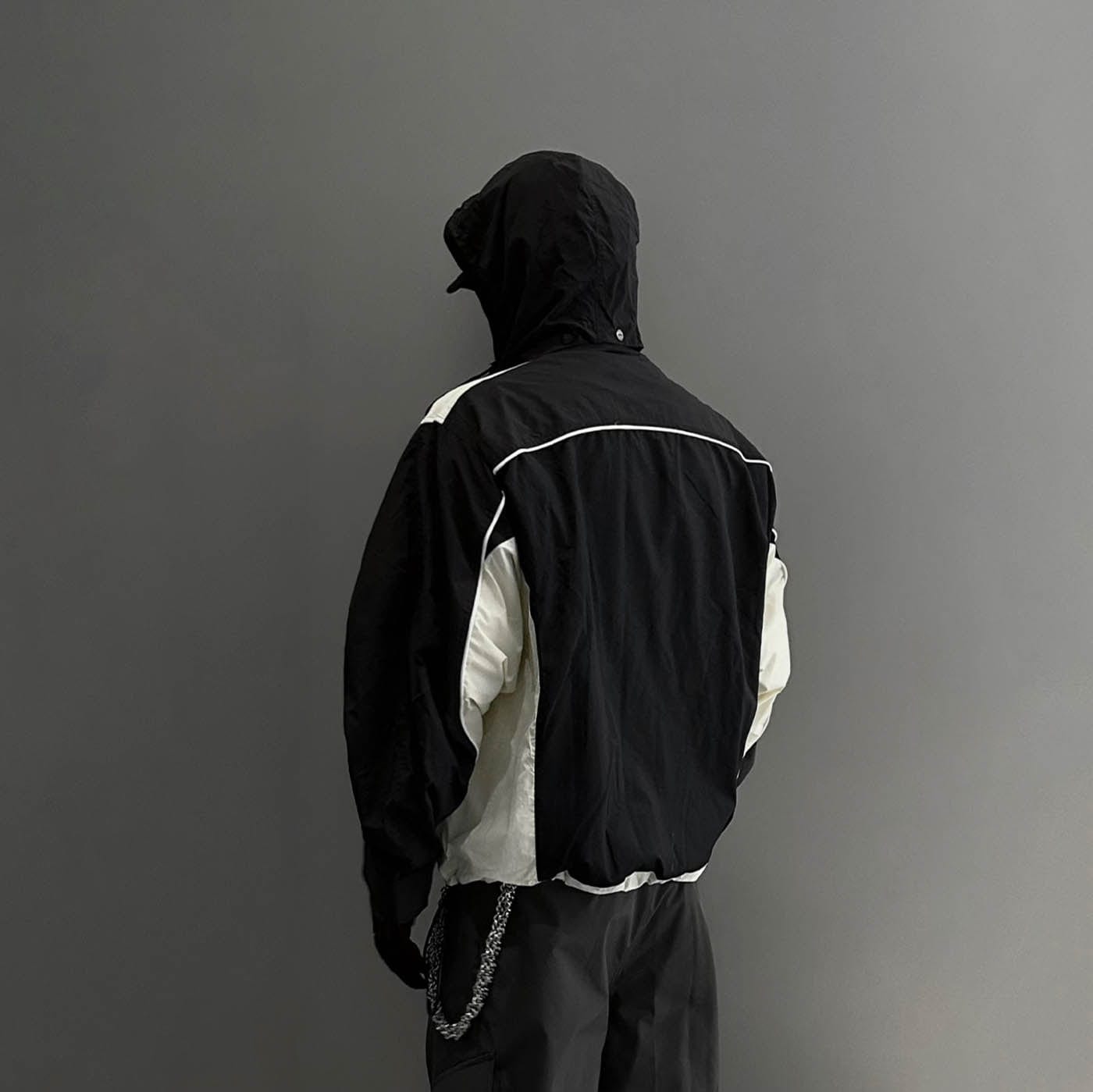 F2CE Deconstructed Detachable-Hood Color-Block Windbreaker-Jacket-S-No Fleece-Free Shipping Leatheretro