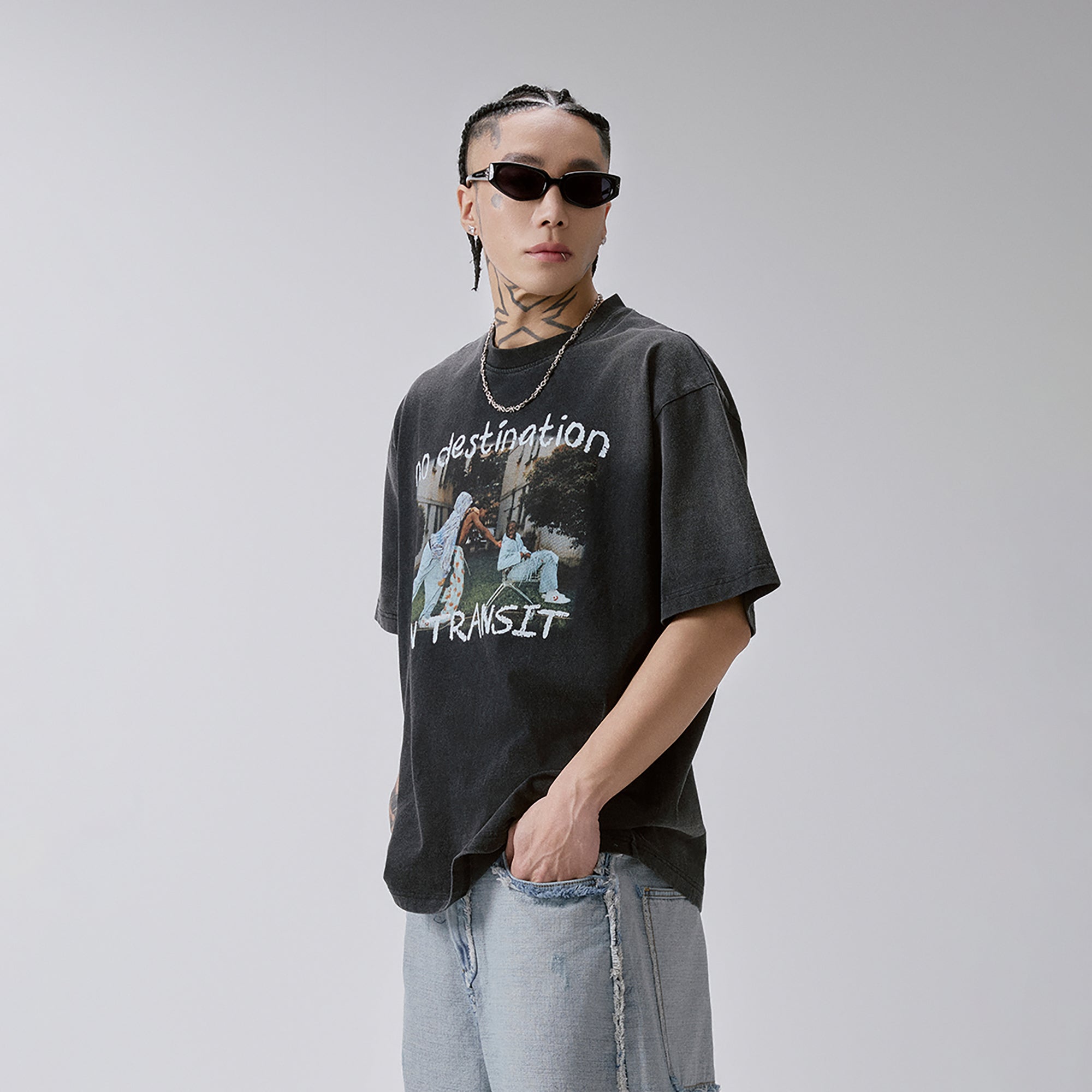 F2CE Washed Transit Graphic Tee-T Shirt-S-Free Shipping Leatheretro