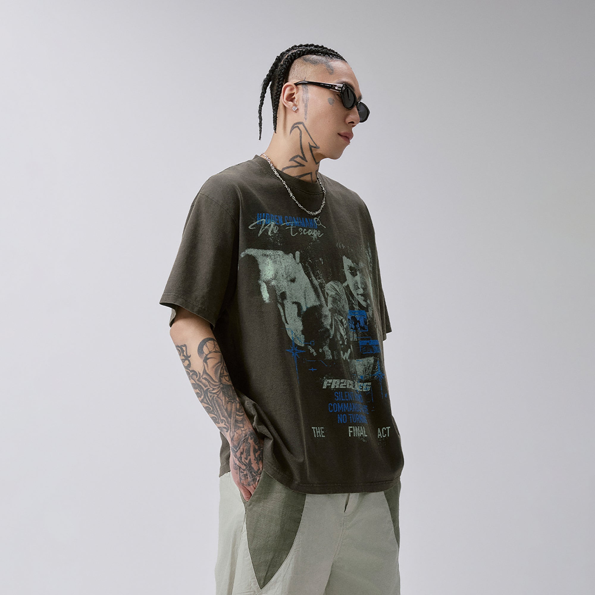 F2CE Washed Graphic Tee-T Shirt-S-Free Shipping Leatheretro