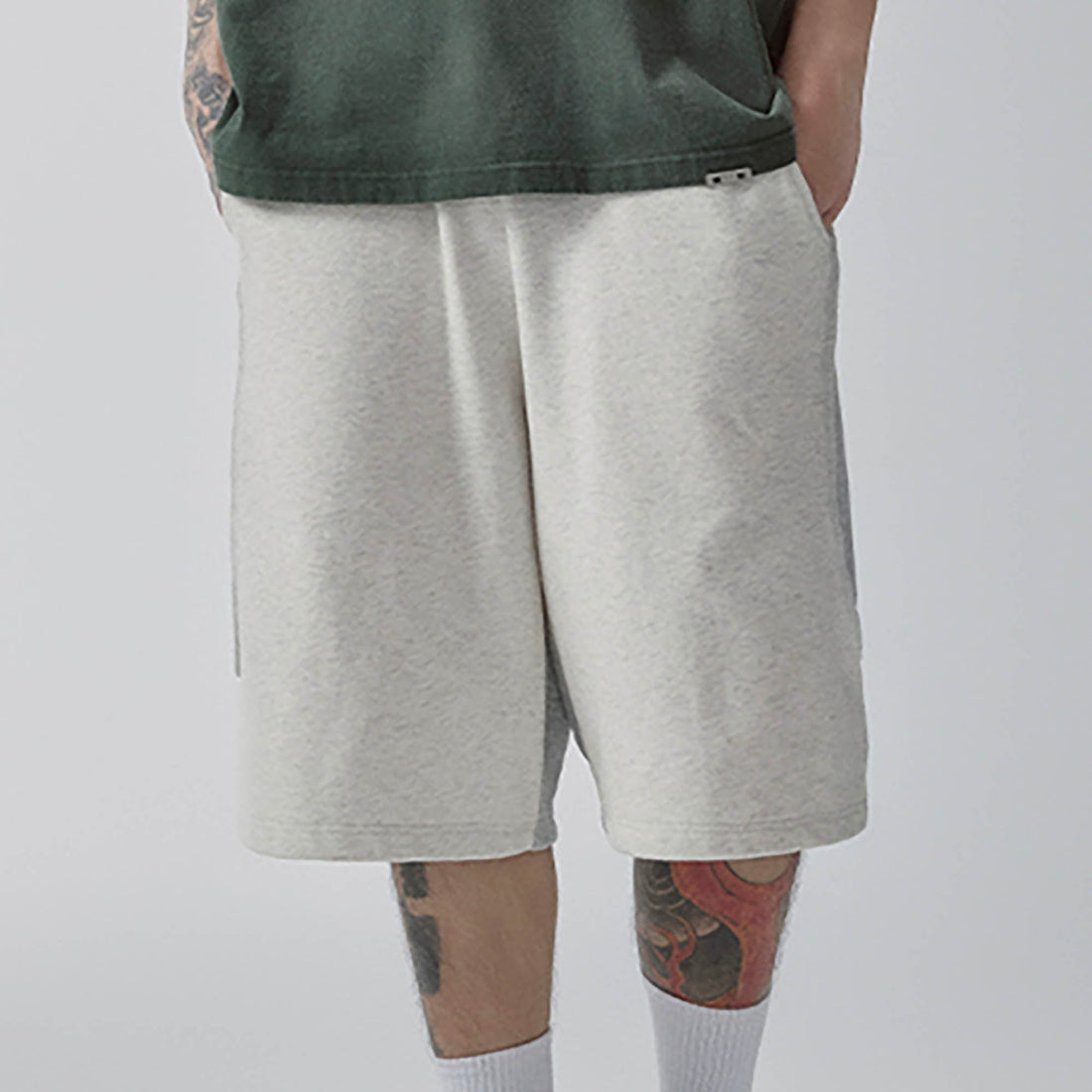 F2CE Curved Spliced Contrast Shorts-Shorts-S-Free Shipping Leatheretro