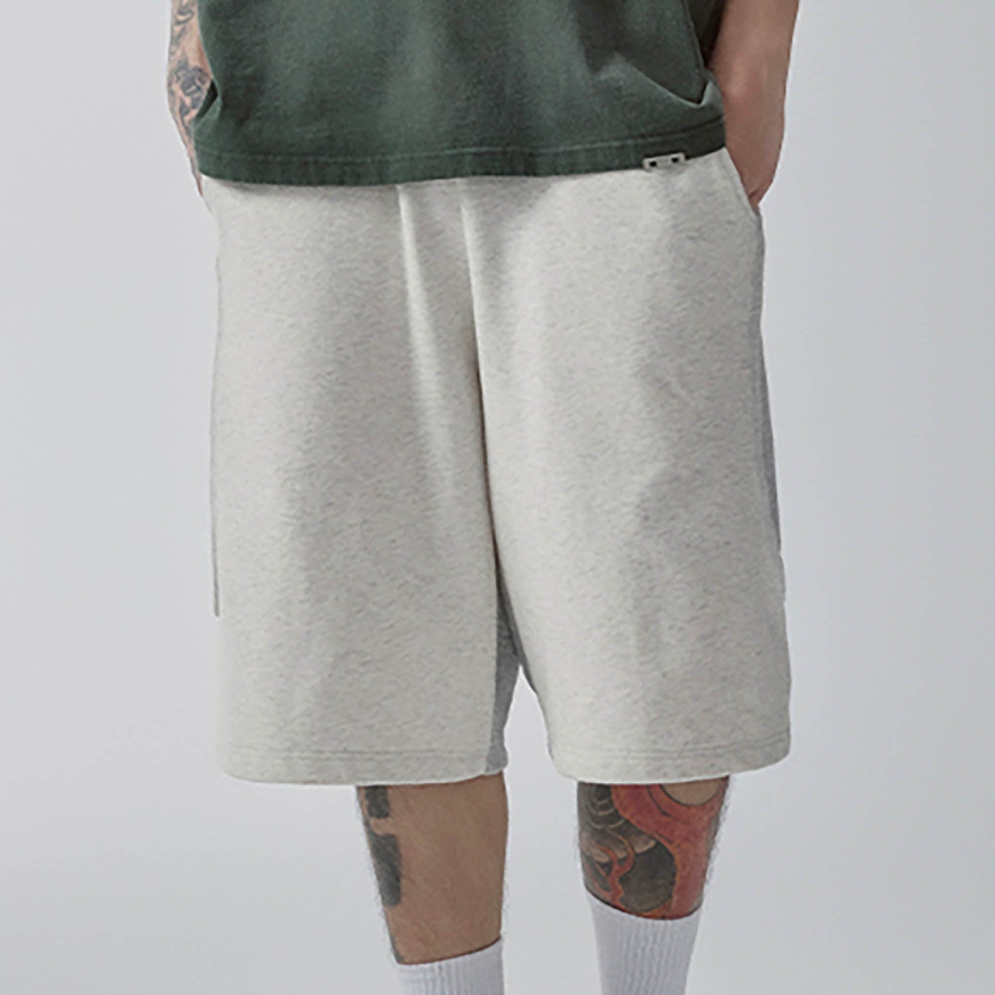 F2CE Curved Spliced Contrast Shorts-Shorts-S-Free Shipping Leatheretro