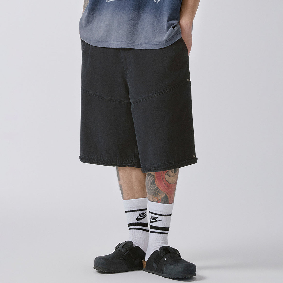 F2CE Raw-Edge Straight-Leg Shorts-Shorts-S-Free Shipping Leatheretro