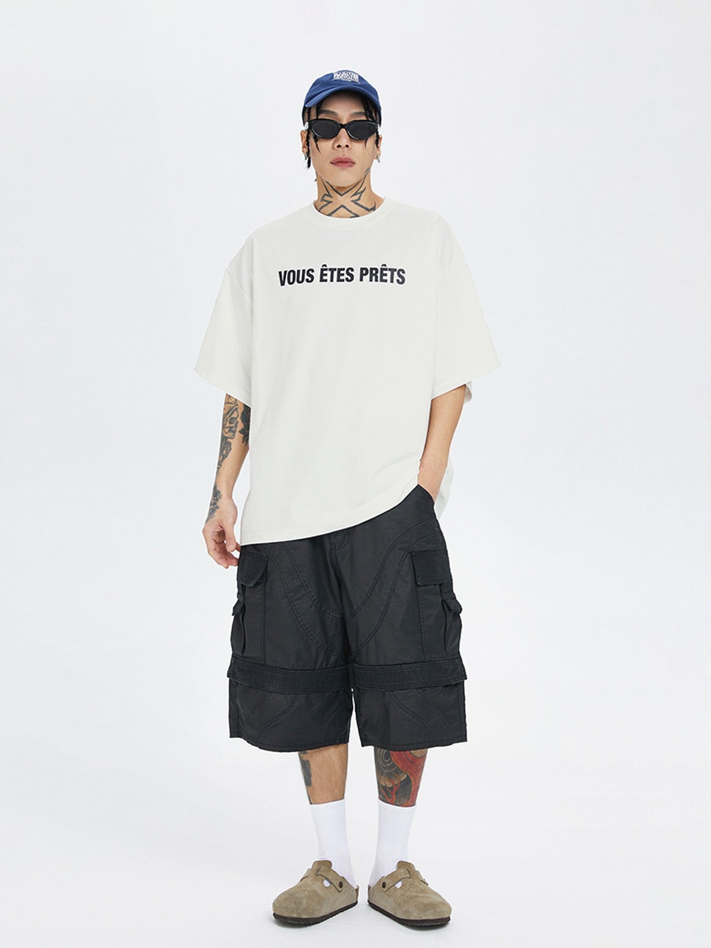 F2CE Spliced Big Pocket Waxed Shorts-Shorts-S-Free Shipping Leatheretro