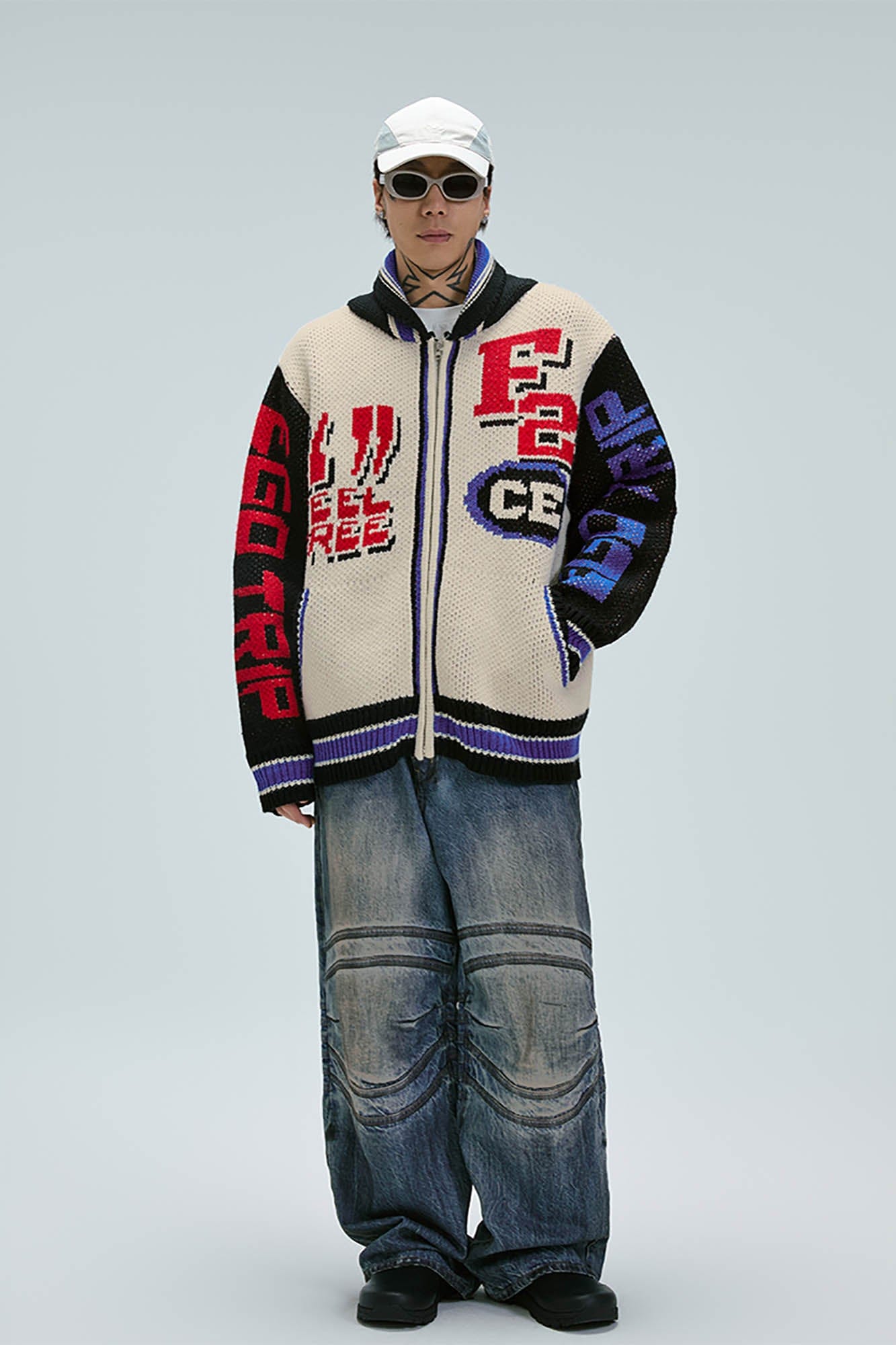 F2CE Jacquard Knit Bomber Jacket-Jacket-S-Free Shipping Leatheretro