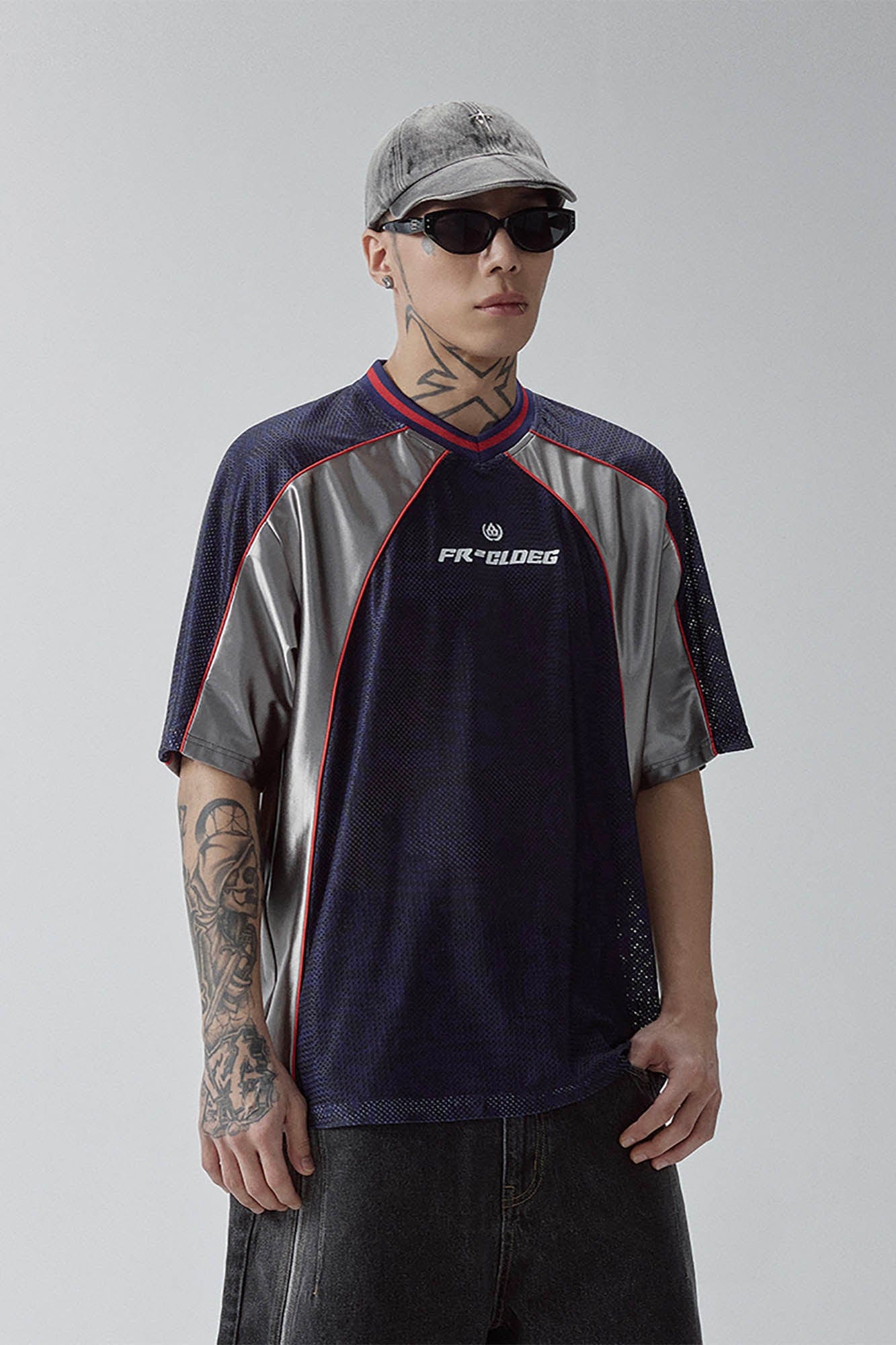 F2CE Mesh Contrast-Panel Quick-Dry Jersey-T Shirt-S-Free Shipping Leatheretro