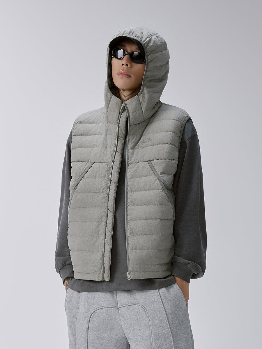 F2CE Structured Puffer Down Hooded Vest-Vest-S£¨Preoder£©-Beige-Free Shipping Leatheretro