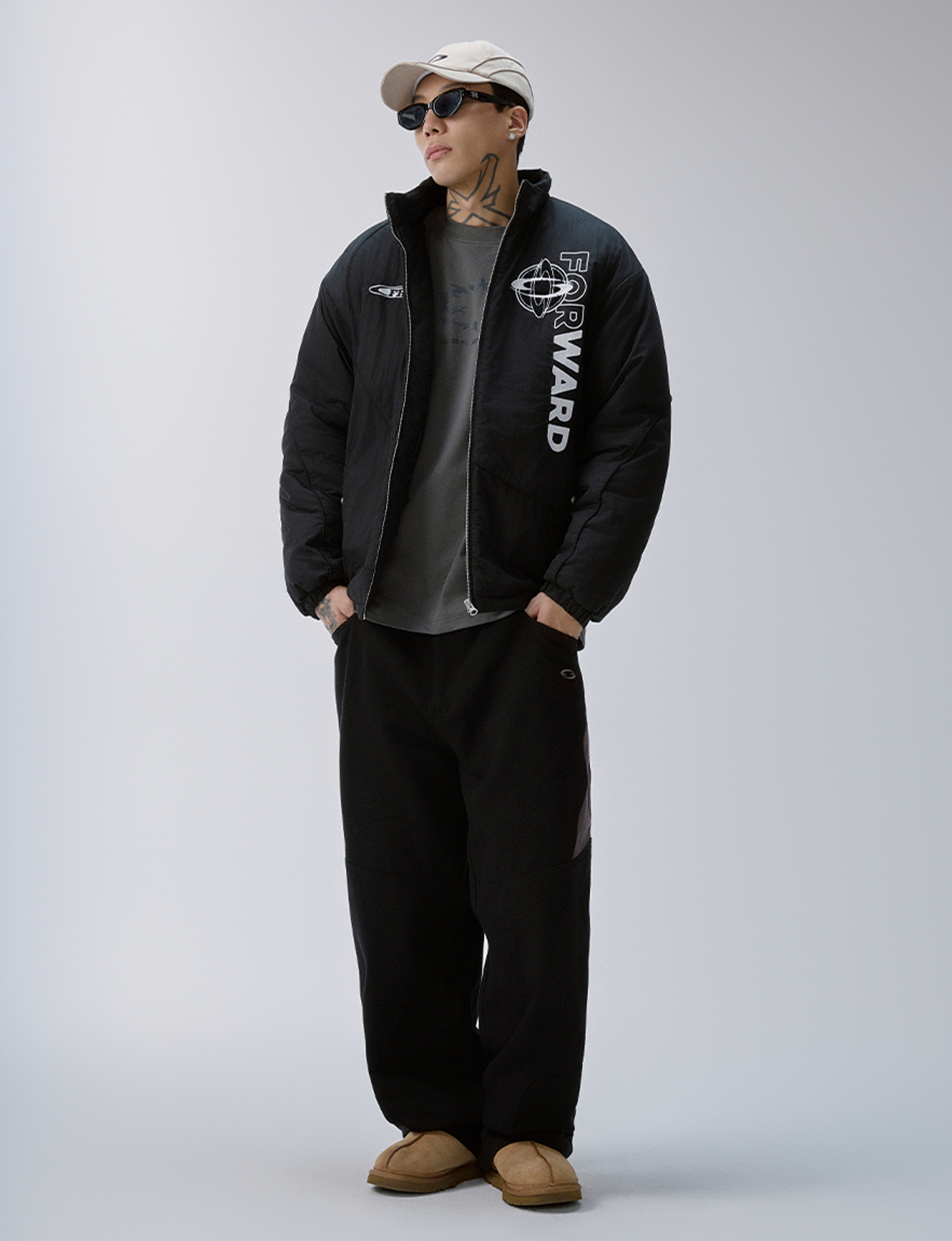 F2CE Paneled Contrast Embroidered LOGO Pants-Pants-S-Free Shipping Leatheretro