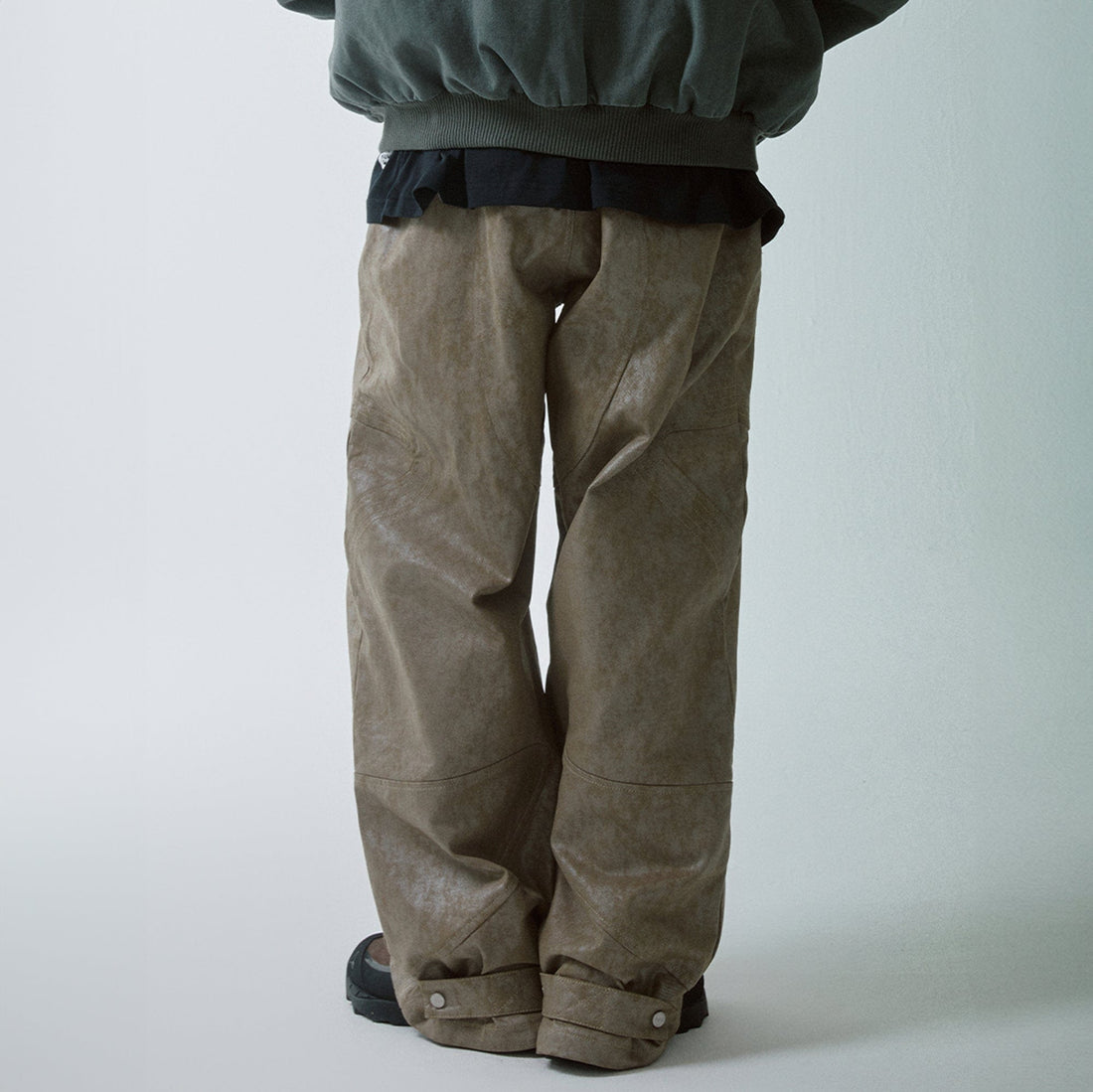 F2CE Distressed Paneled Waxed Pants-Pants-S-Free Shipping Leatheretro