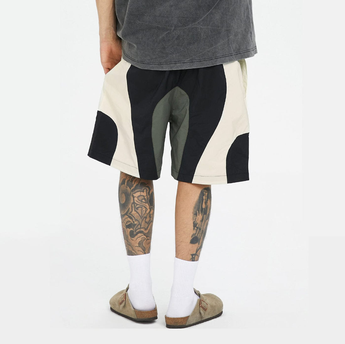 F2CE Spliced Color Block Logo Shorts-Shorts-S-Free Shipping Leatheretro