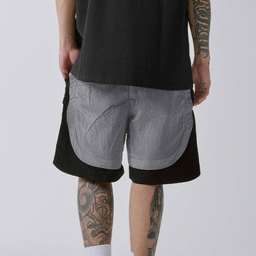 F2CE Metallic Nylon Panel Shorts-Shorts-S-Free Shipping Leatheretro