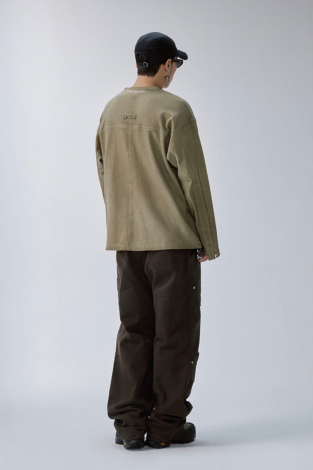 F2CE Distressed Panel-Stitched Long-Sleeve Tee-L/S Tee-S-Free Shipping Leatheretro