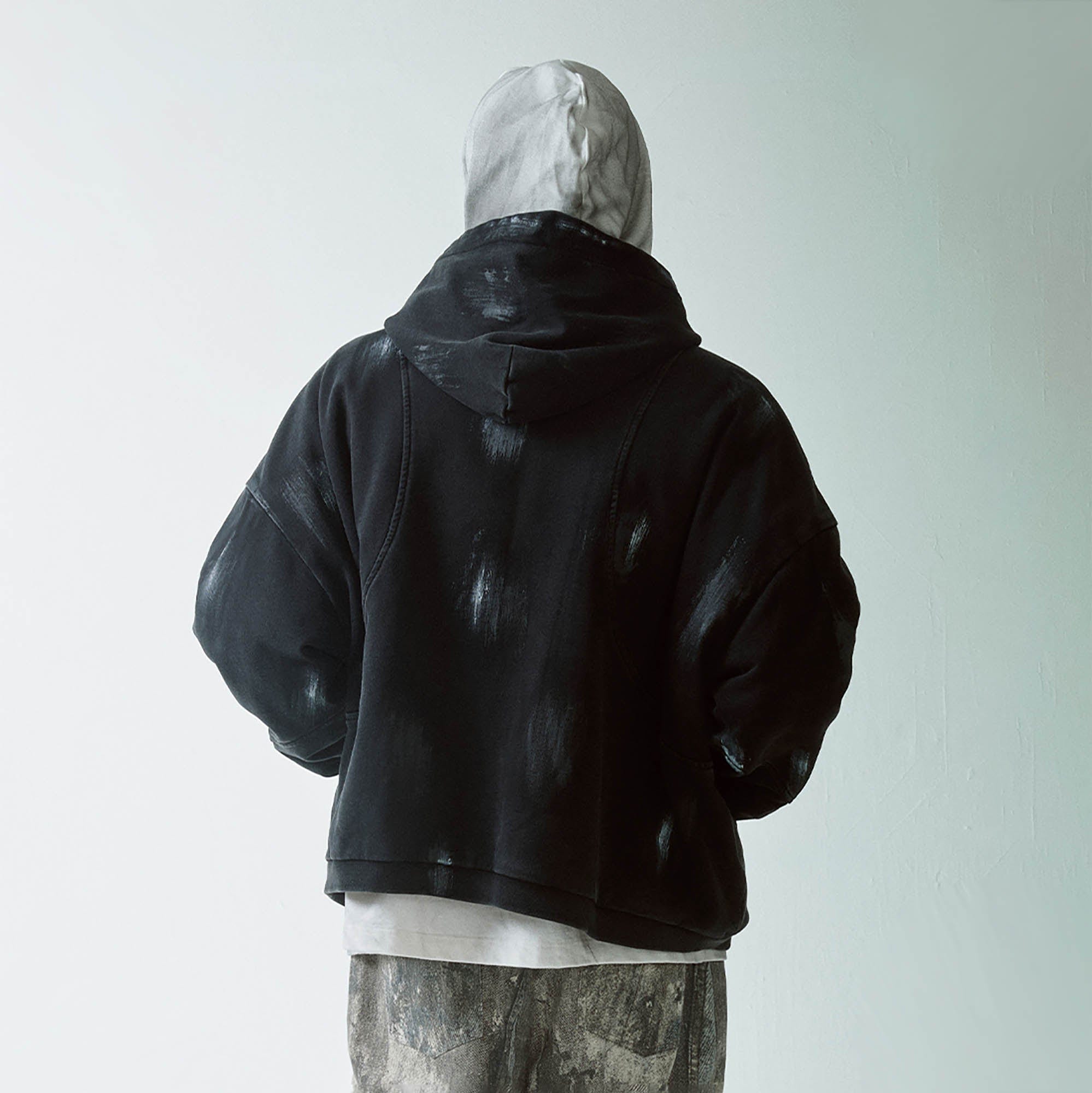 F2CE Brush-Paint Streak Hooded Jacket-Jacket-S-Free Shipping Leatheretro
