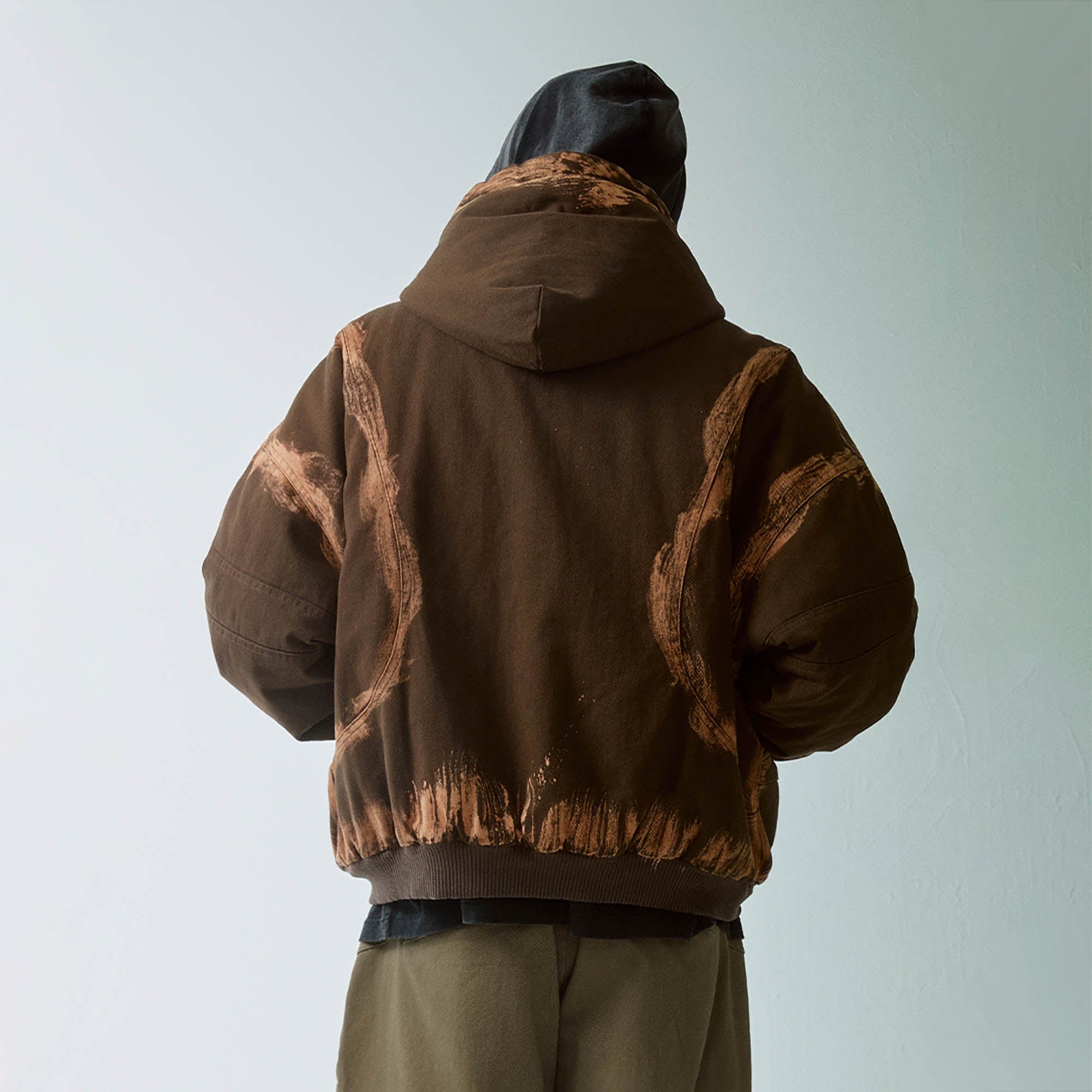 F2CE Brushed Stitch Distressed Hooded Cotton-Padded Jacket-Jacket-S-Free Shipping Leatheretro