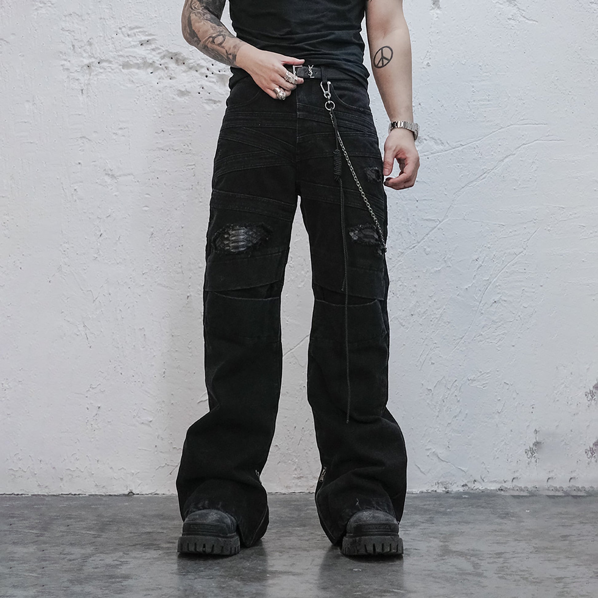 UNDERWATER Serpent Skin Distressed Jeans-Pants-S-Free Shipping Leatheretro