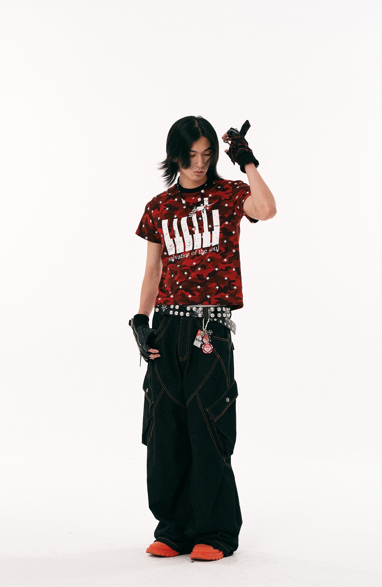 PASET Star Camo Cross Graphic Tee-T Shirt-S-Red-Free Shipping Leatheretro