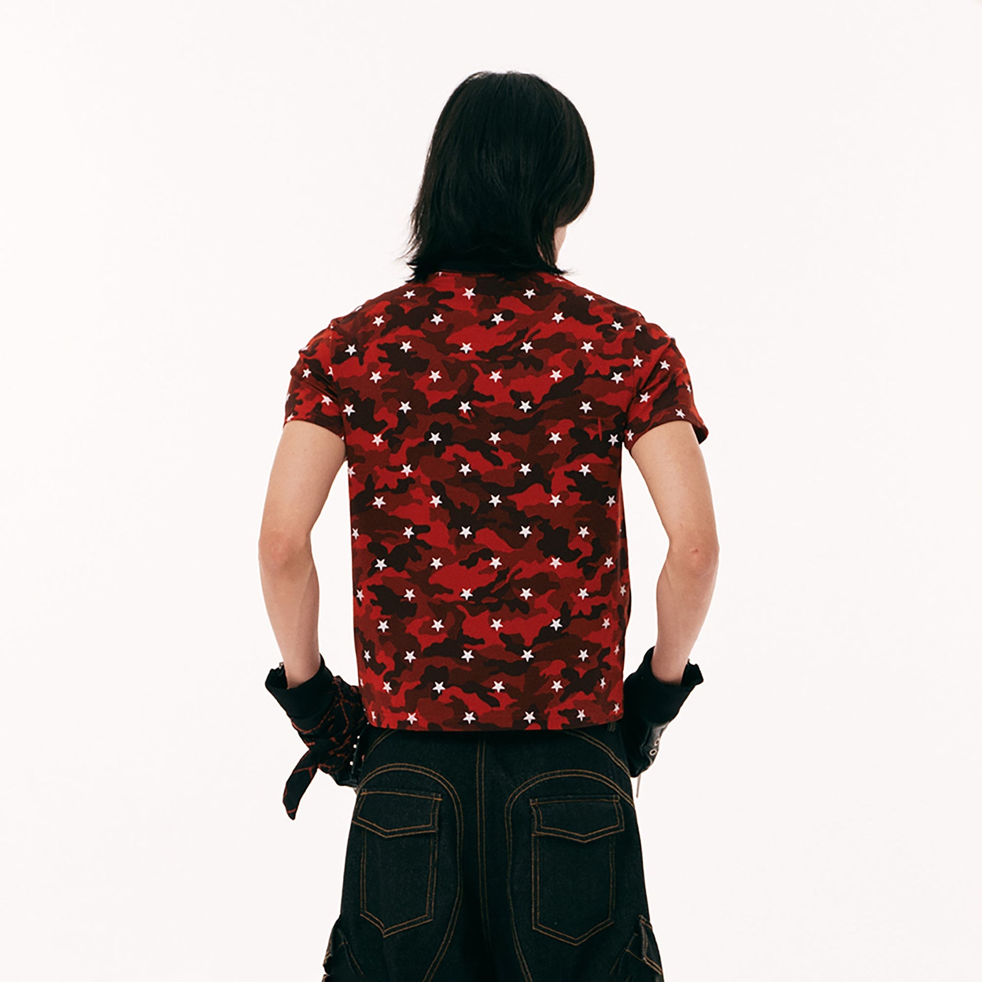 PASET Star Camo Cross Graphic Tee-T Shirt-S-Red-Free Shipping Leatheretro