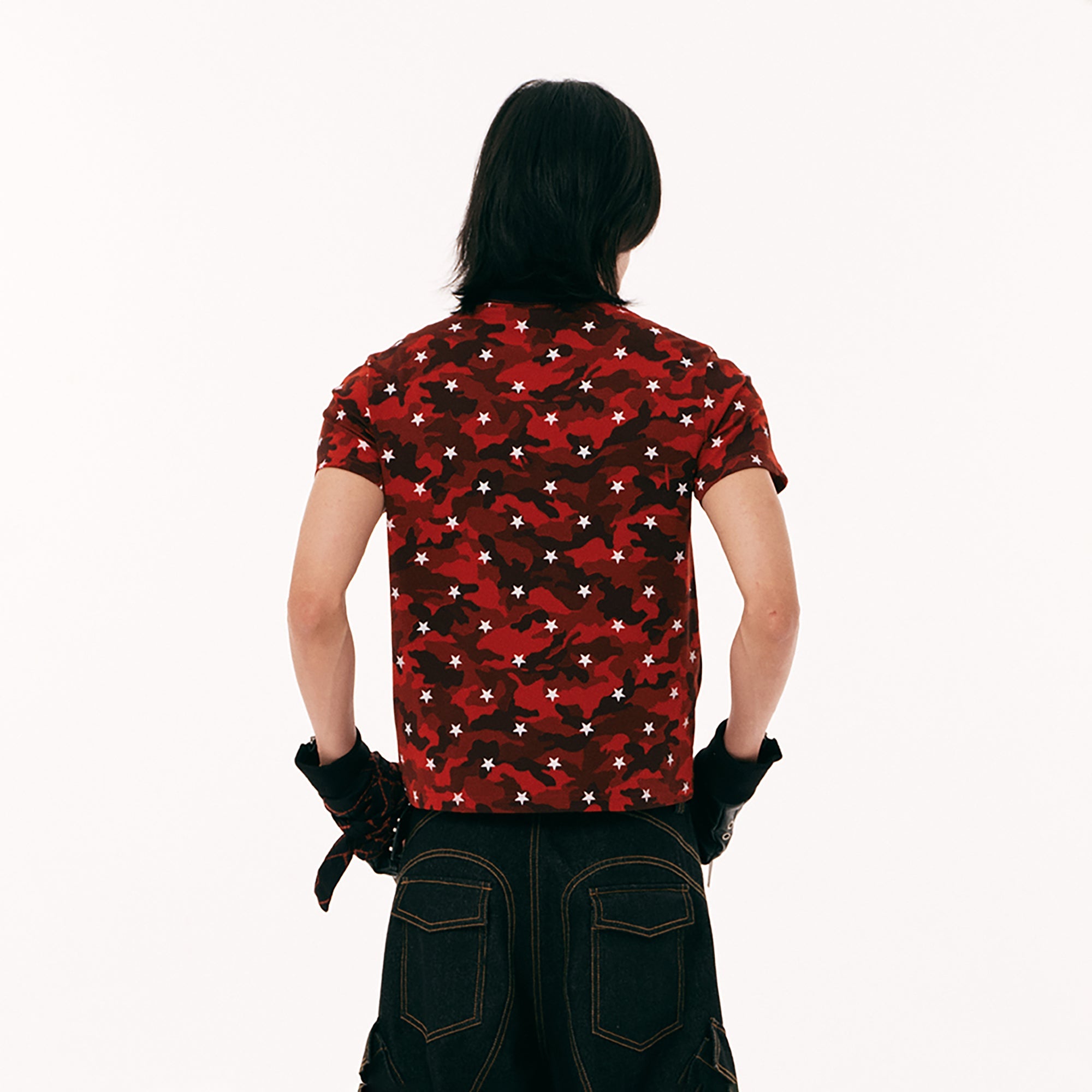 PASET Star Camo Cross Graphic Tee-T Shirt-S-Red-Free Shipping Leatheretro