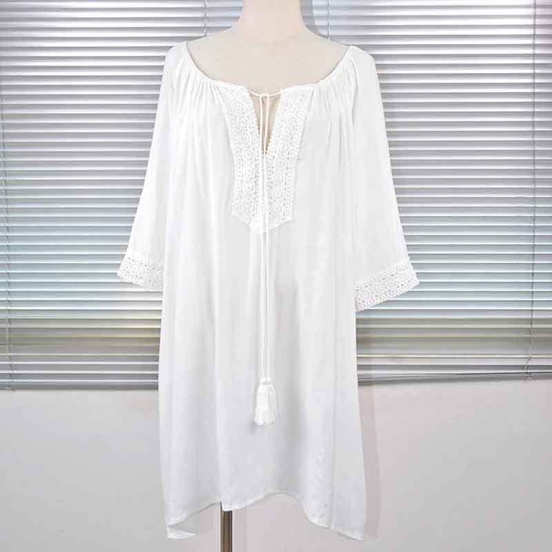 Casual Lace Design Summer Holiday Bikini Cover Ups-White-One Size-Free Shipping Leatheretro