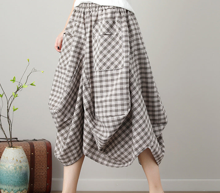 Causal Elastic Waist Linen Plus Sizes Skirts-Skirts-Black-One Size-Free Shipping Leatheretro