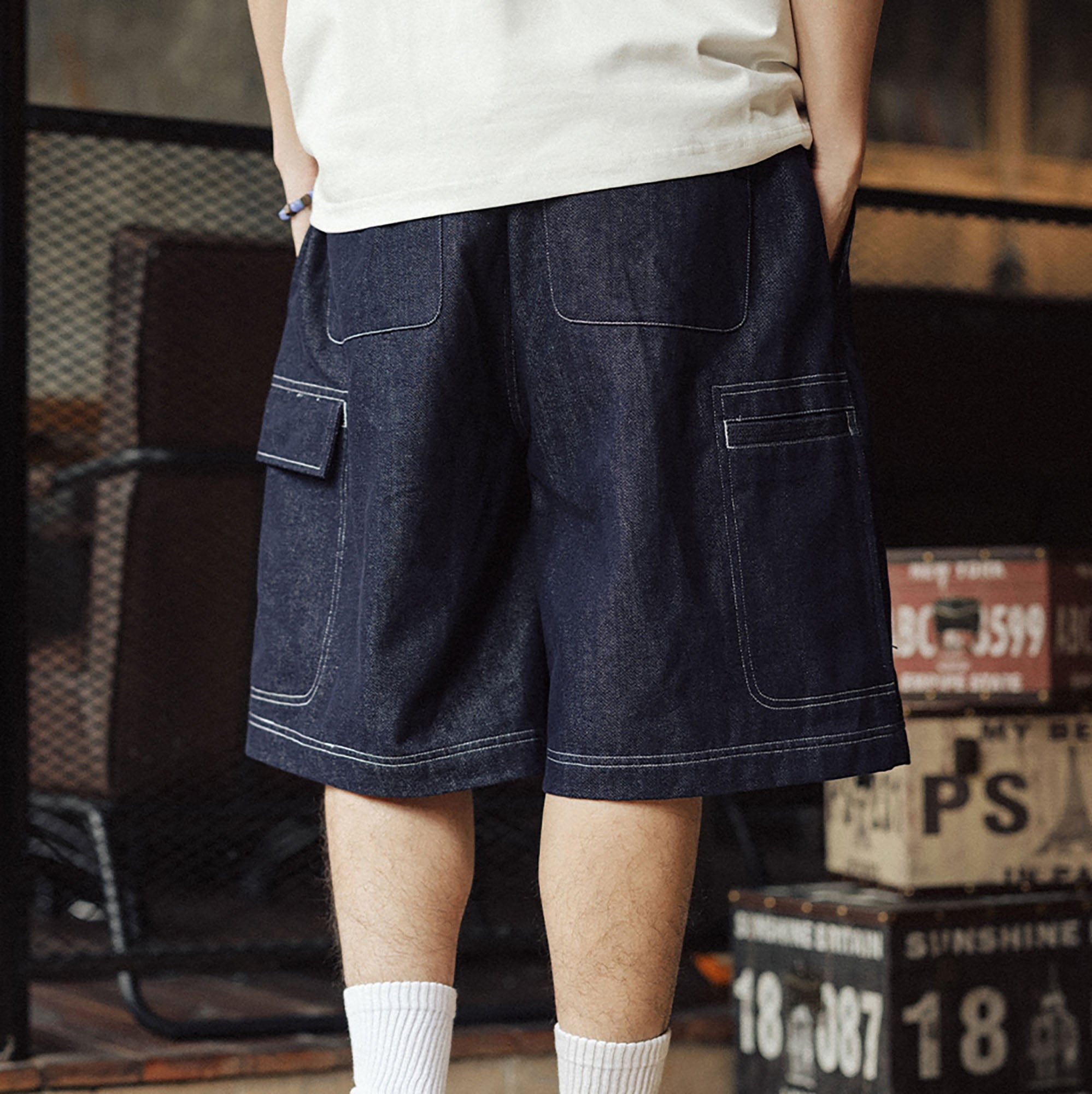 BANANA CLUB Essential Multi-Pocket Raw Shorts-Shorts-S-Free Shipping Leatheretro