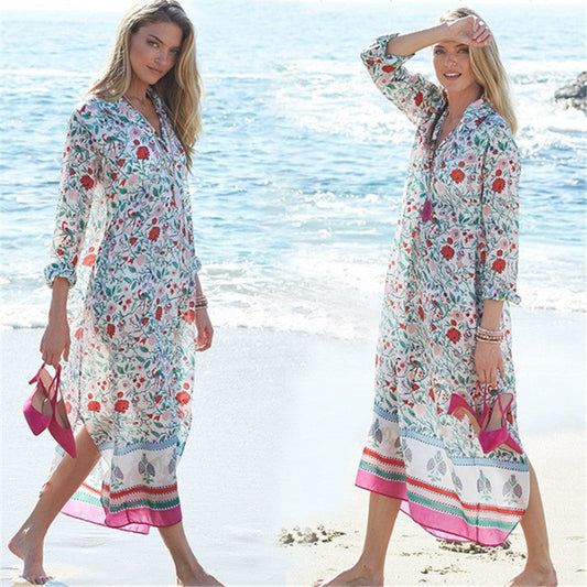 Chiffon Summer Holiday Beach Romper Cover Up Dresses-The same as picture-One Size-Free Shipping Leatheretro