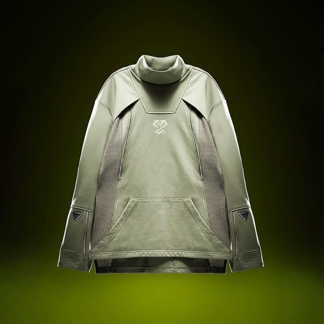 XIPHEVIL Mesh Paneled Tactical Turtleneck Sweatshirt Green-L/S Tee-XS-Free Shipping Leatheretro