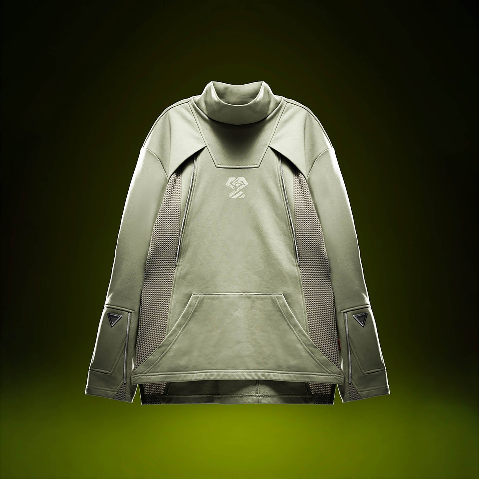 XIPHEVIL Mesh Paneled Tactical Turtleneck Sweatshirt Green-L/S Tee-XS-Free Shipping Leatheretro