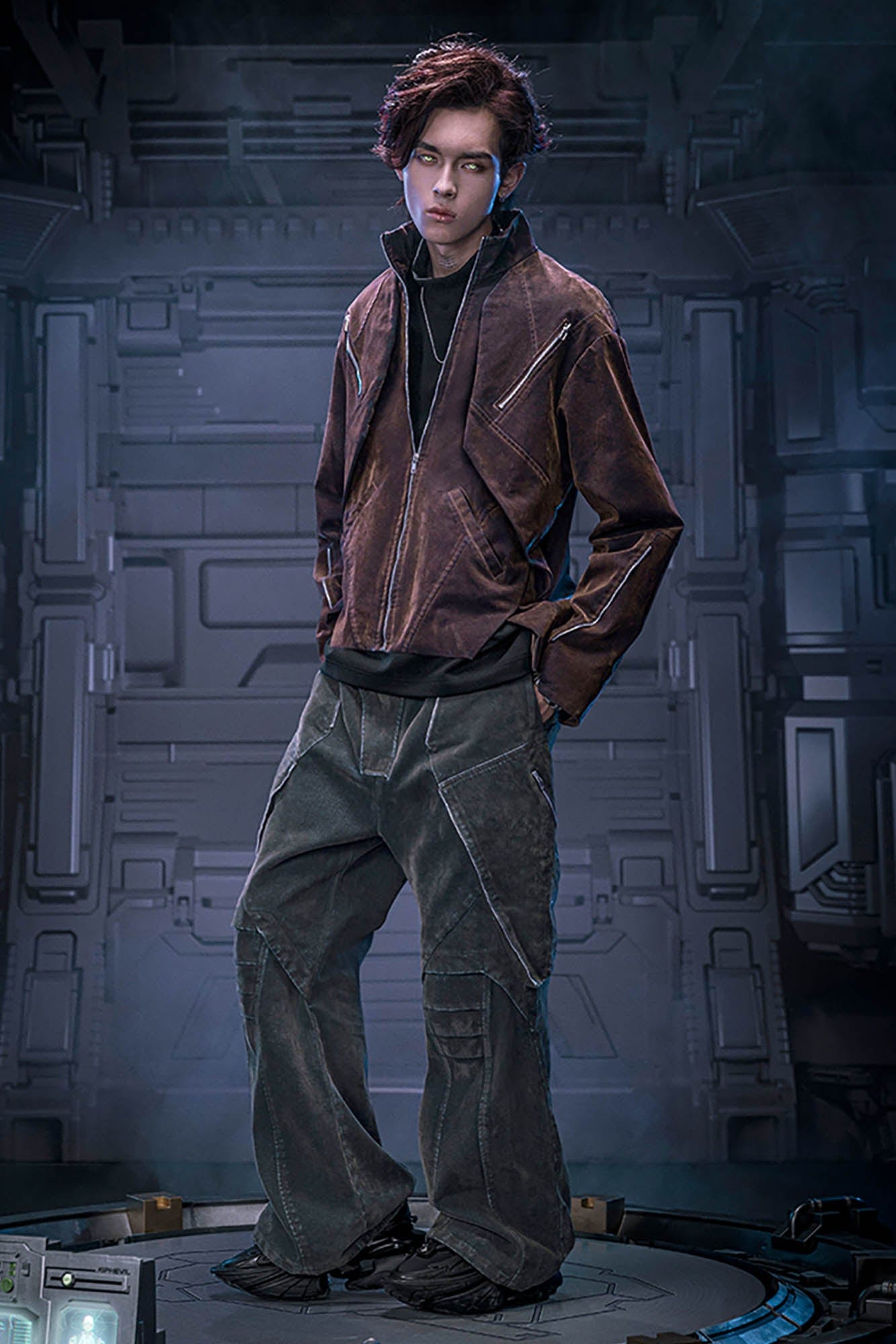 XIPHEVIL Mech Deconstructed Washed Denim Jacket Brown-Jacket-XS-Free Shipping Leatheretro