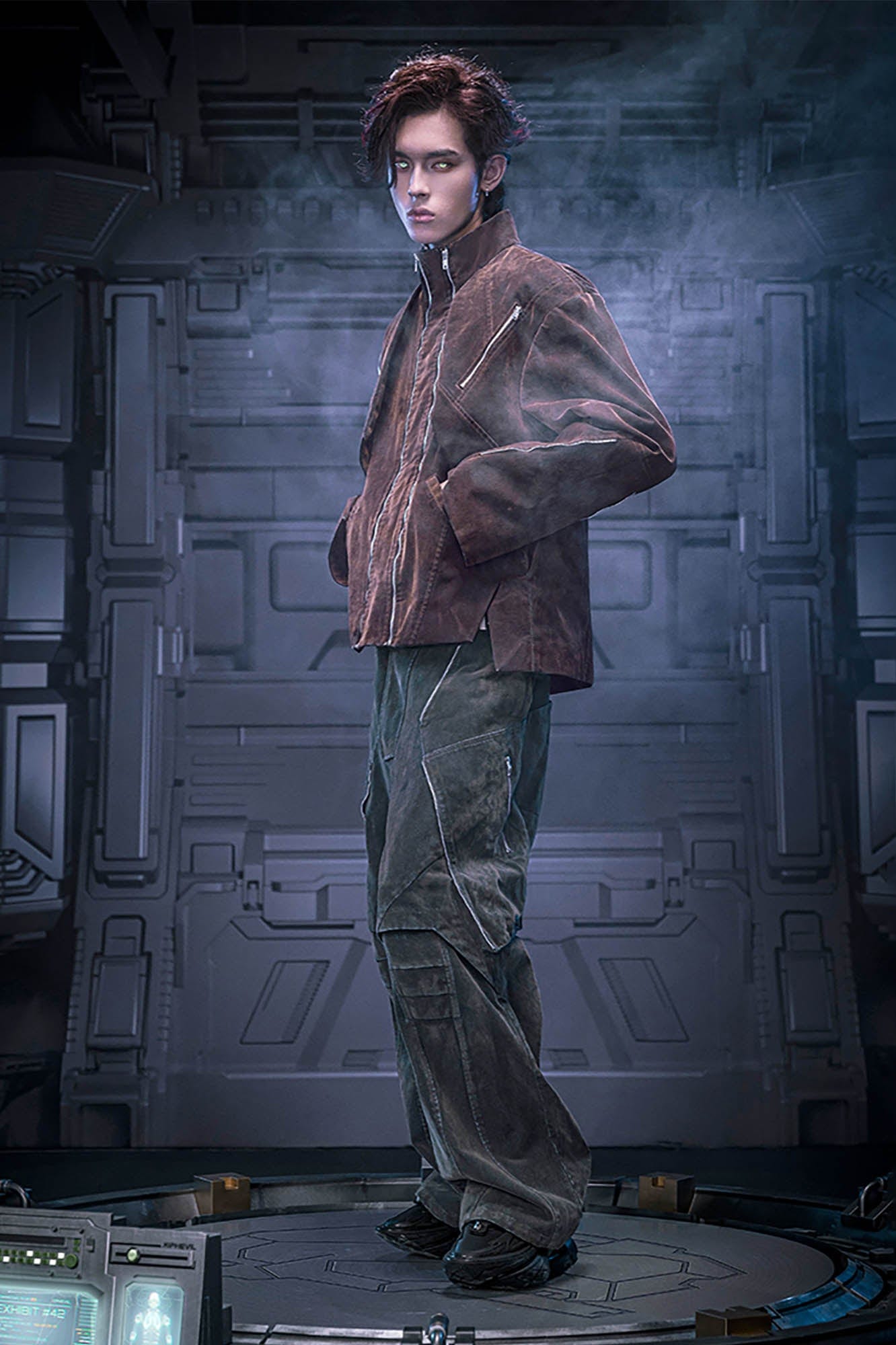 XIPHEVIL Mech Deconstructed Washed Denim Jacket Brown-Jacket-XS-Free Shipping Leatheretro