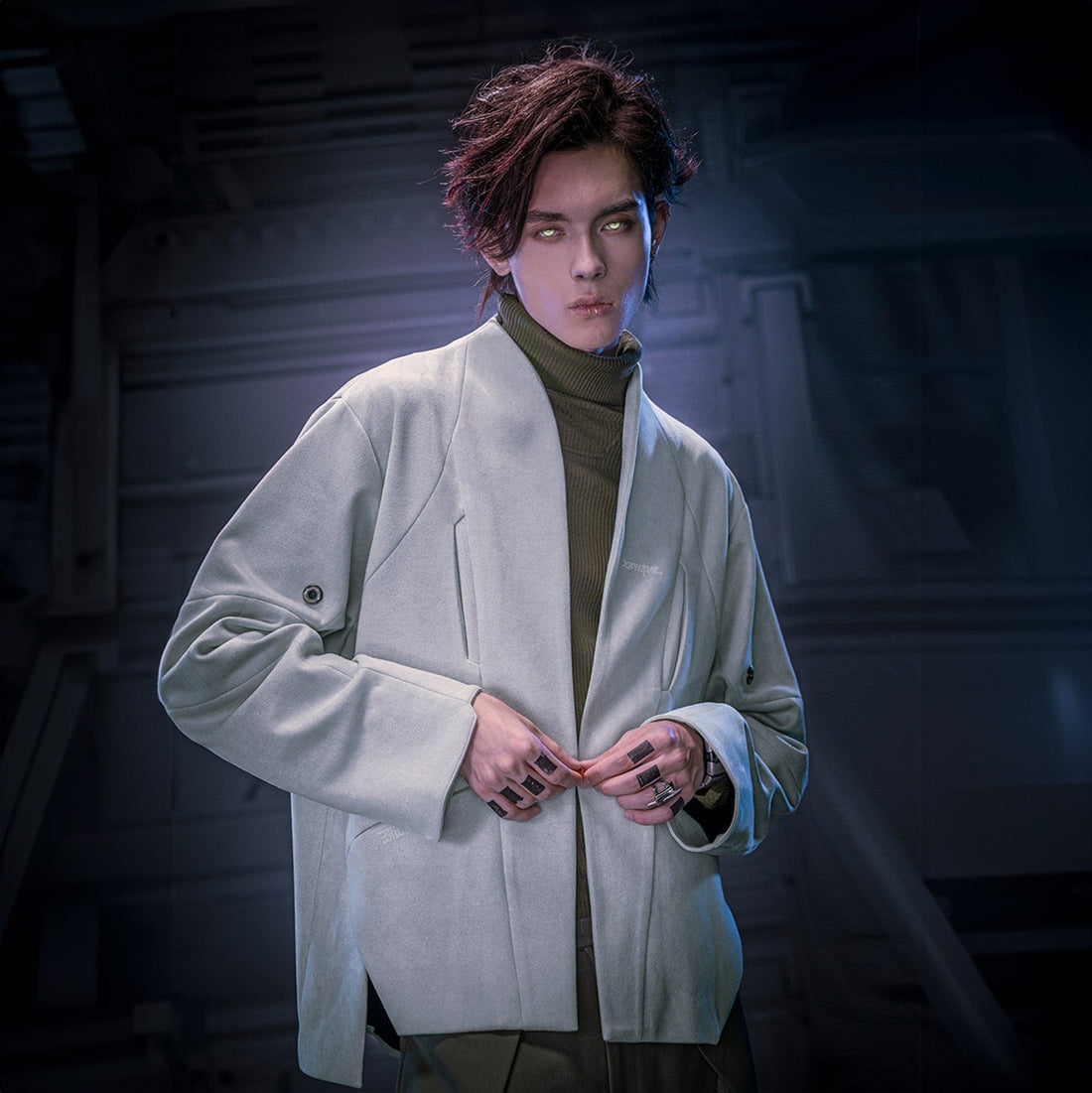 XIPHEVIL Deconstructed Utility Faux Suede Daoist Robe White-L/S Tee-XS-Free Shipping Leatheretro