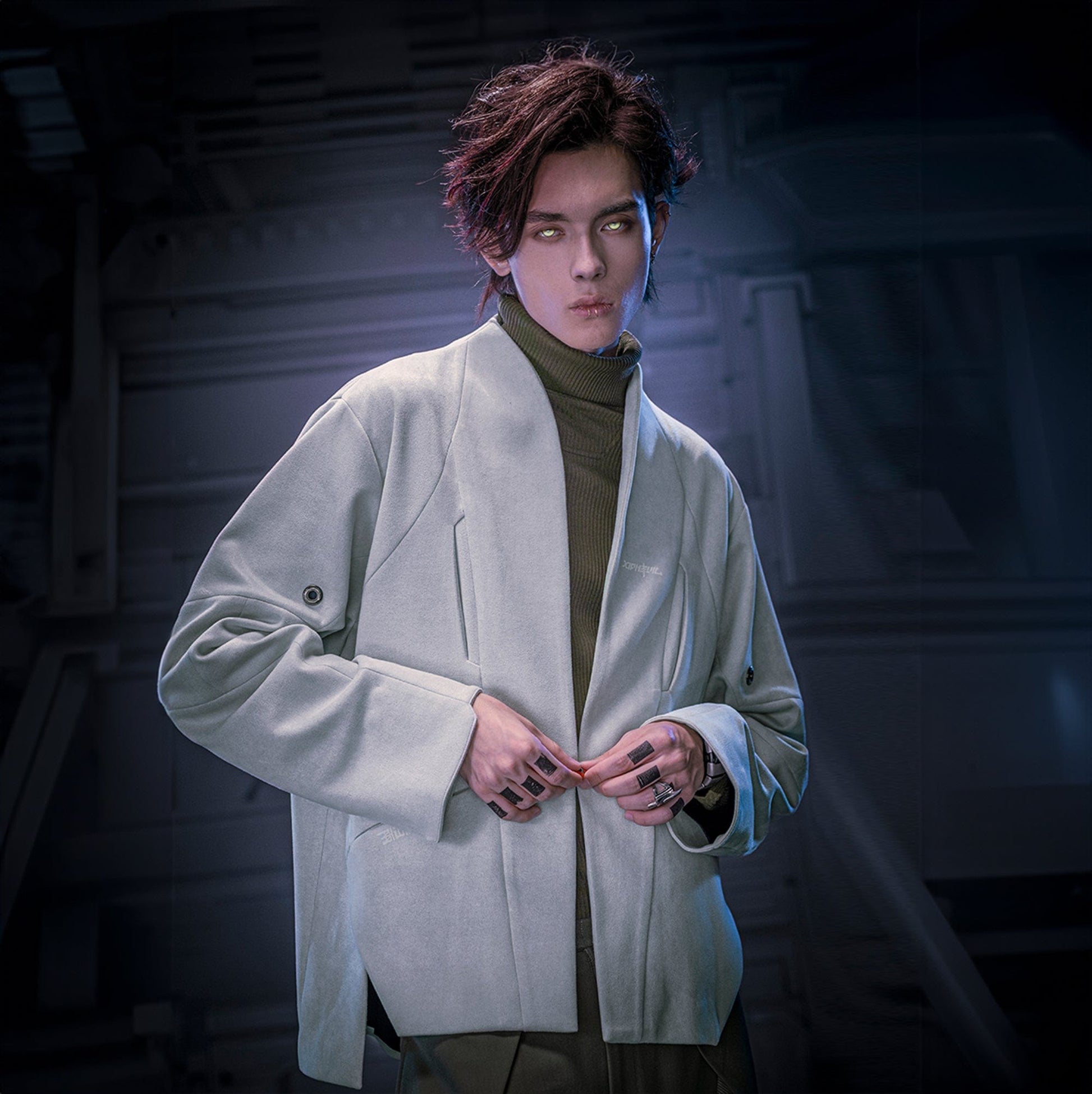 XIPHEVIL Deconstructed Utility Faux Suede Daoist Robe White-L/S Tee-XS-Free Shipping Leatheretro