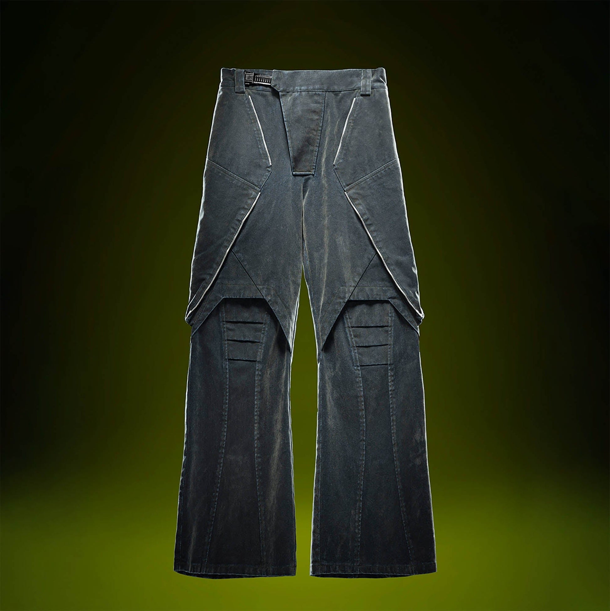 XIPHEVIL Layered Paneled Robotic Wide-Leg Pants-Pants-XS-Free Shipping Leatheretro