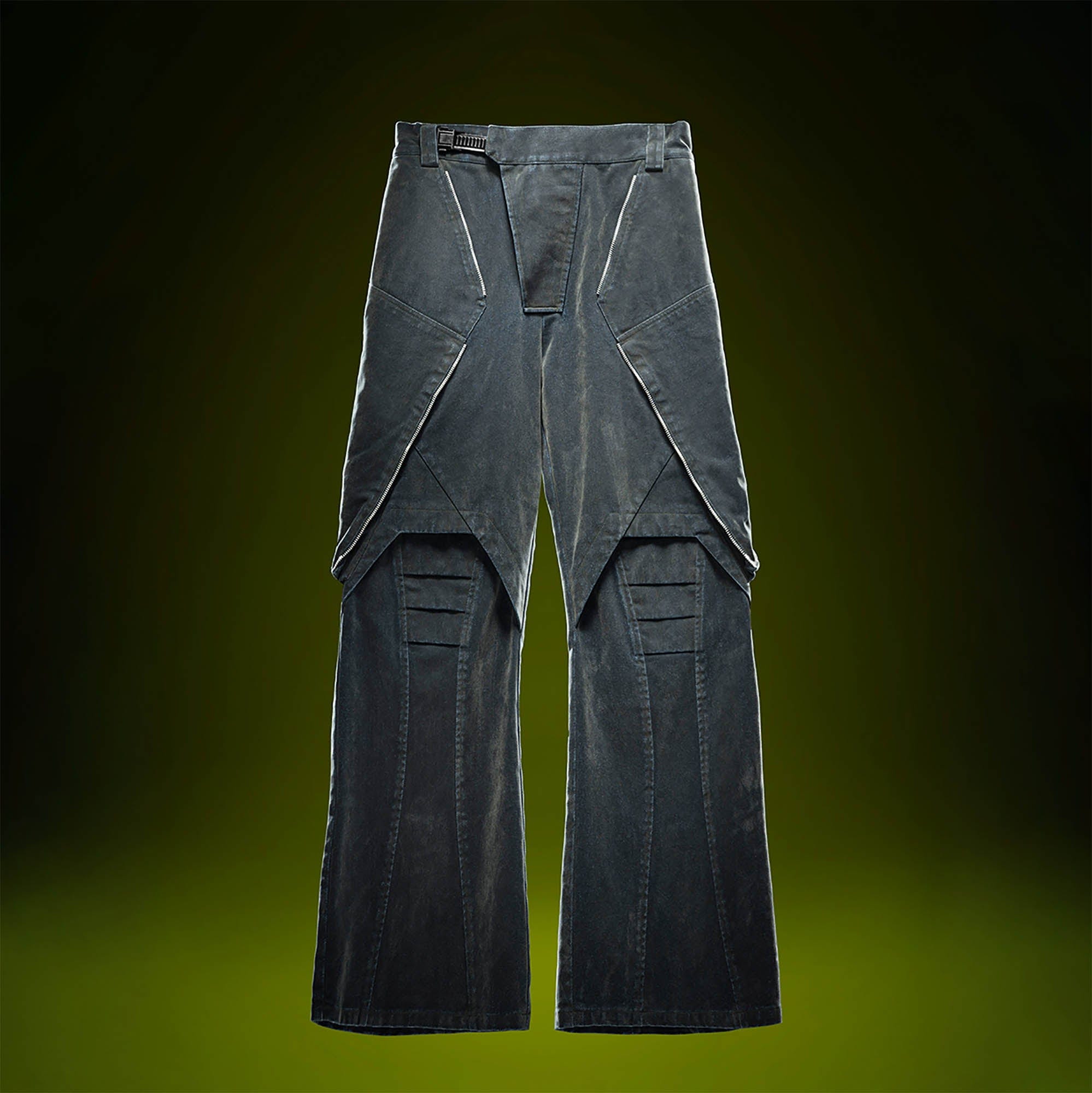 XIPHEVIL Layered Paneled Robotic Wide-Leg Pants-Pants-XS-Free Shipping Leatheretro