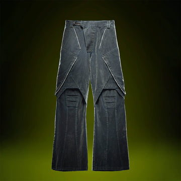 XIPHEVIL Layered Paneled Robotic Wide-Leg Pants-Pants-XS-Free Shipping Leatheretro