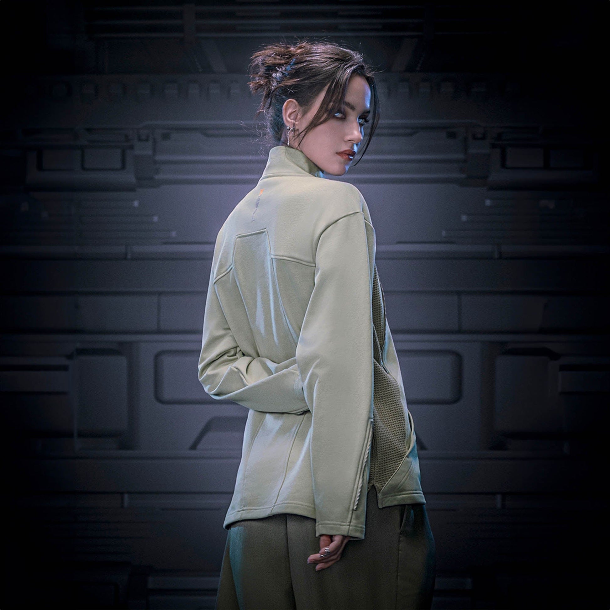 XIPHEVIL Mesh Paneled Tactical Turtleneck Sweatshirt Green-L/S Tee-XS-Free Shipping Leatheretro