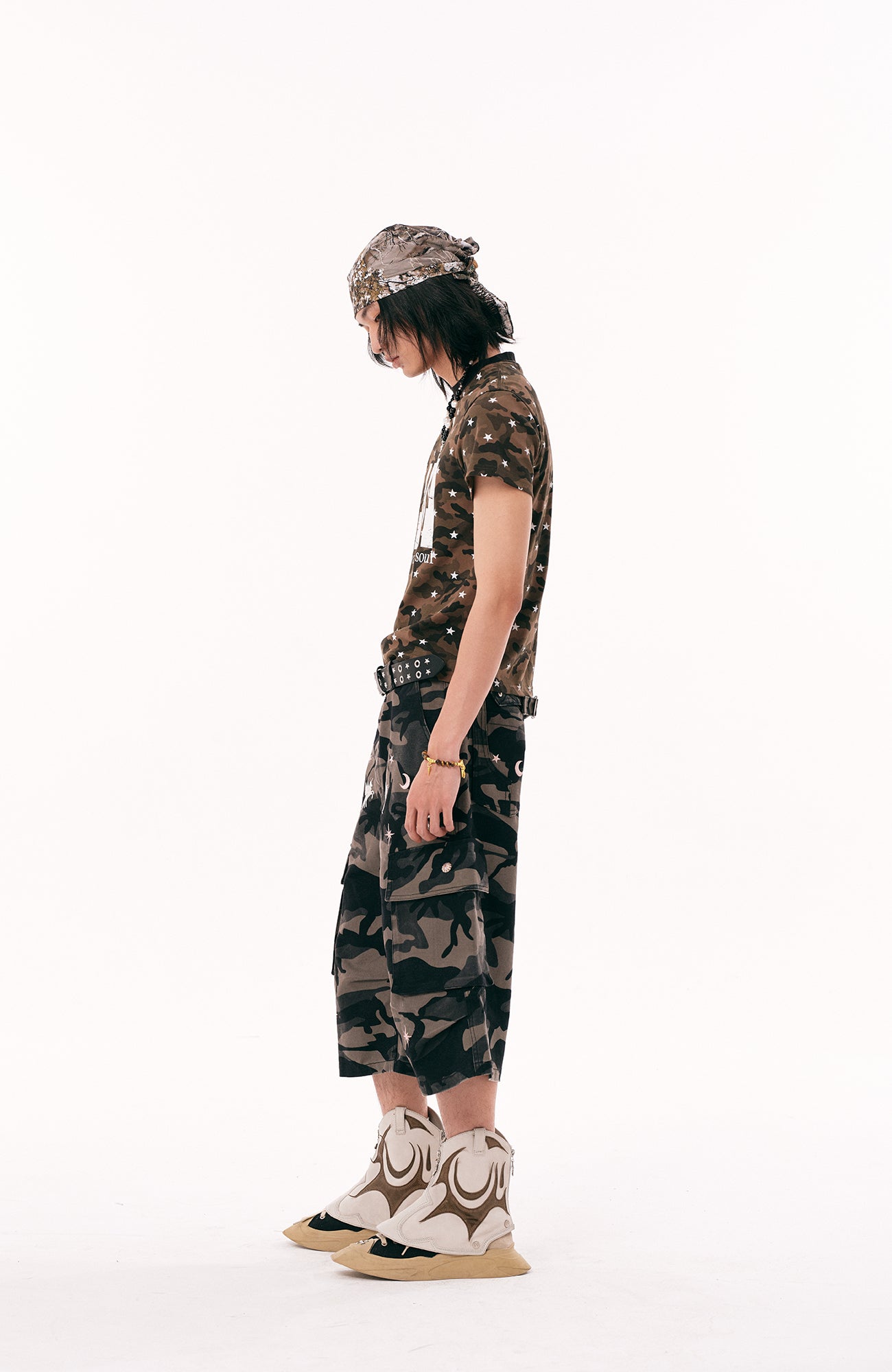 PASET Star Camo Cross Graphic Tee-T Shirt-S-Red-Free Shipping Leatheretro