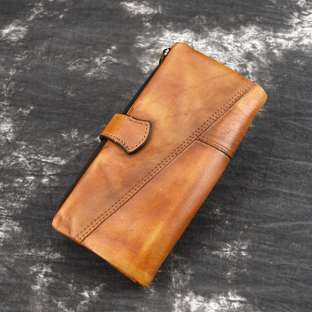 Retro Distressed Leather Long Wallet-Handbags, Wallets & Cases-Coffee-Free Shipping Leatheretro