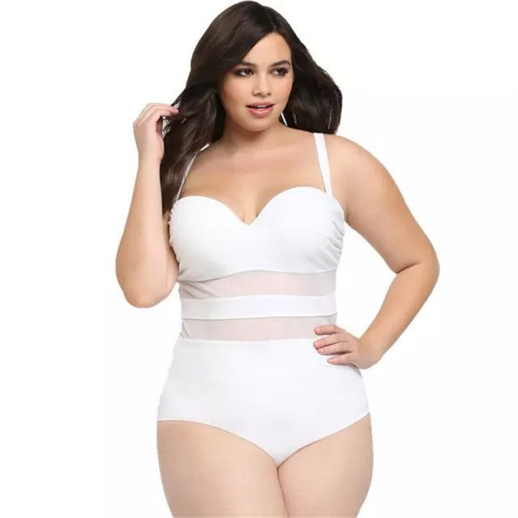 Sexy Backless Plus Sizes One Piece Women Swimwear-Swimwear-White-L-Free Shipping Leatheretro