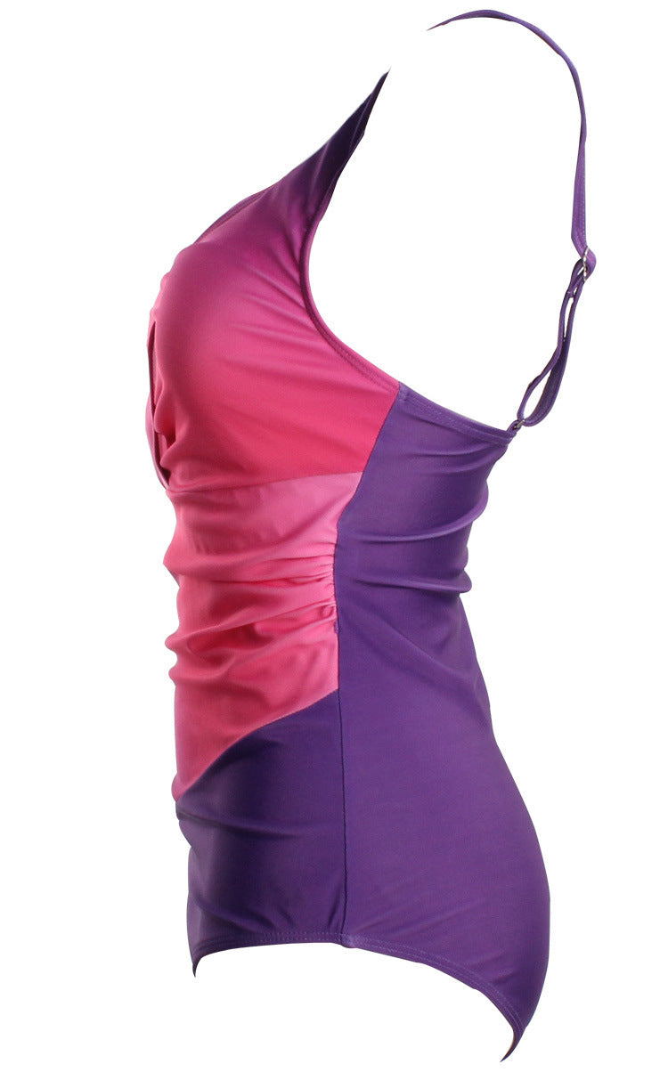 Rose Rainbow Plus Sizes Women's One Piece Swimwear-Swimwear-Rose-M-Free Shipping Leatheretro